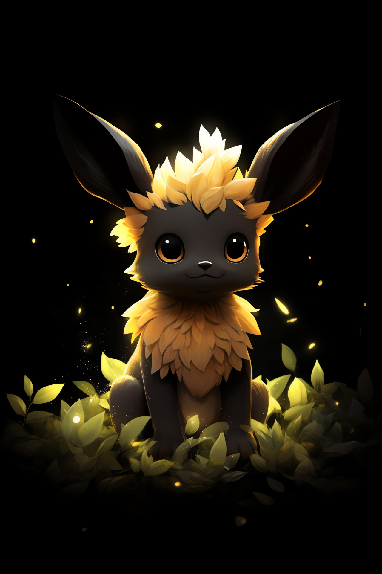 Adorable Eevee portrait, fluffy fur detail, innocent wide eyes, Pokemon Normal-type, fur texture focus, HD Phone Image