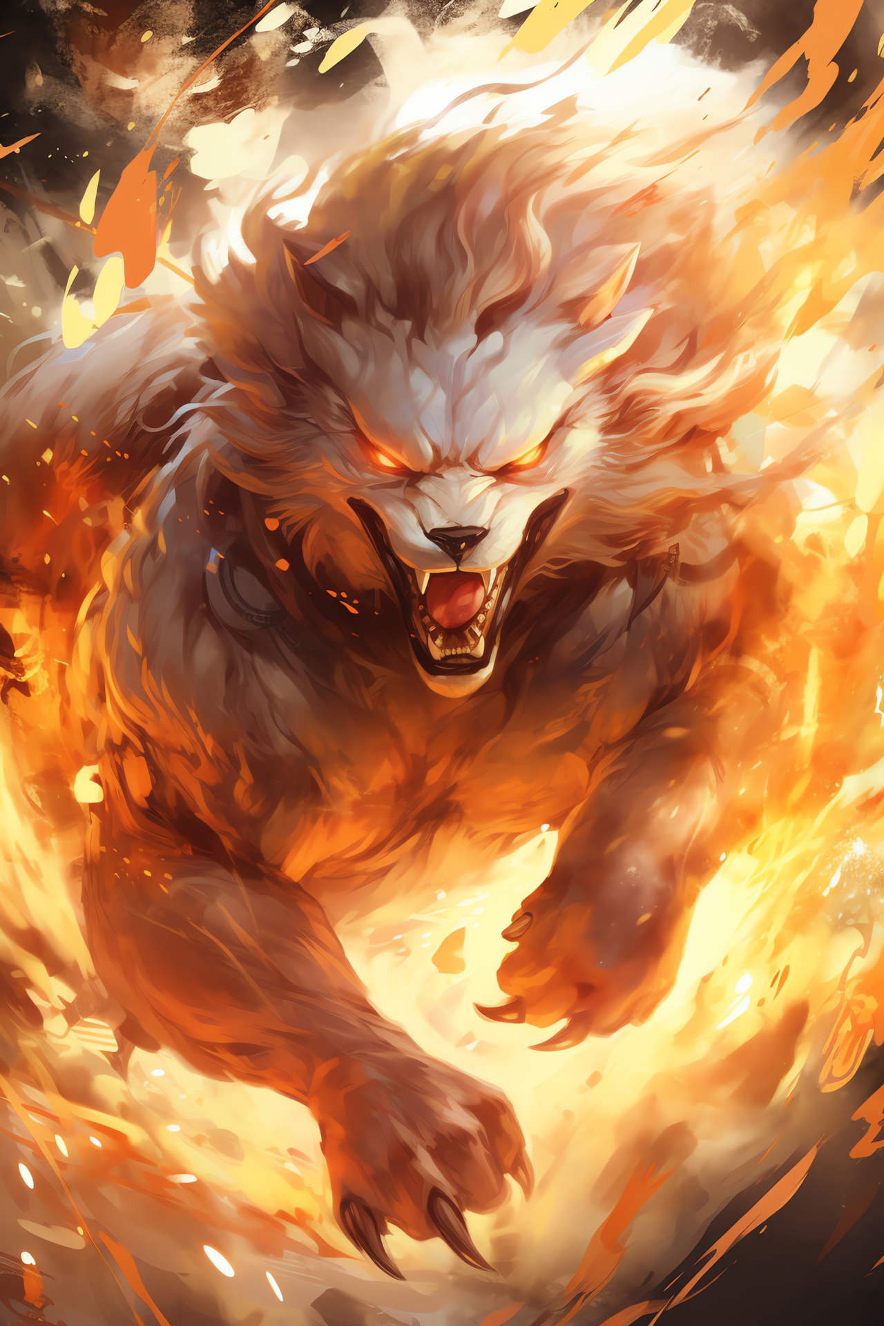 Pokemon Arcanine, Flaming breath weapon, Fierce combat encounter, Blazing speed, Fiery canine, HD Phone Image