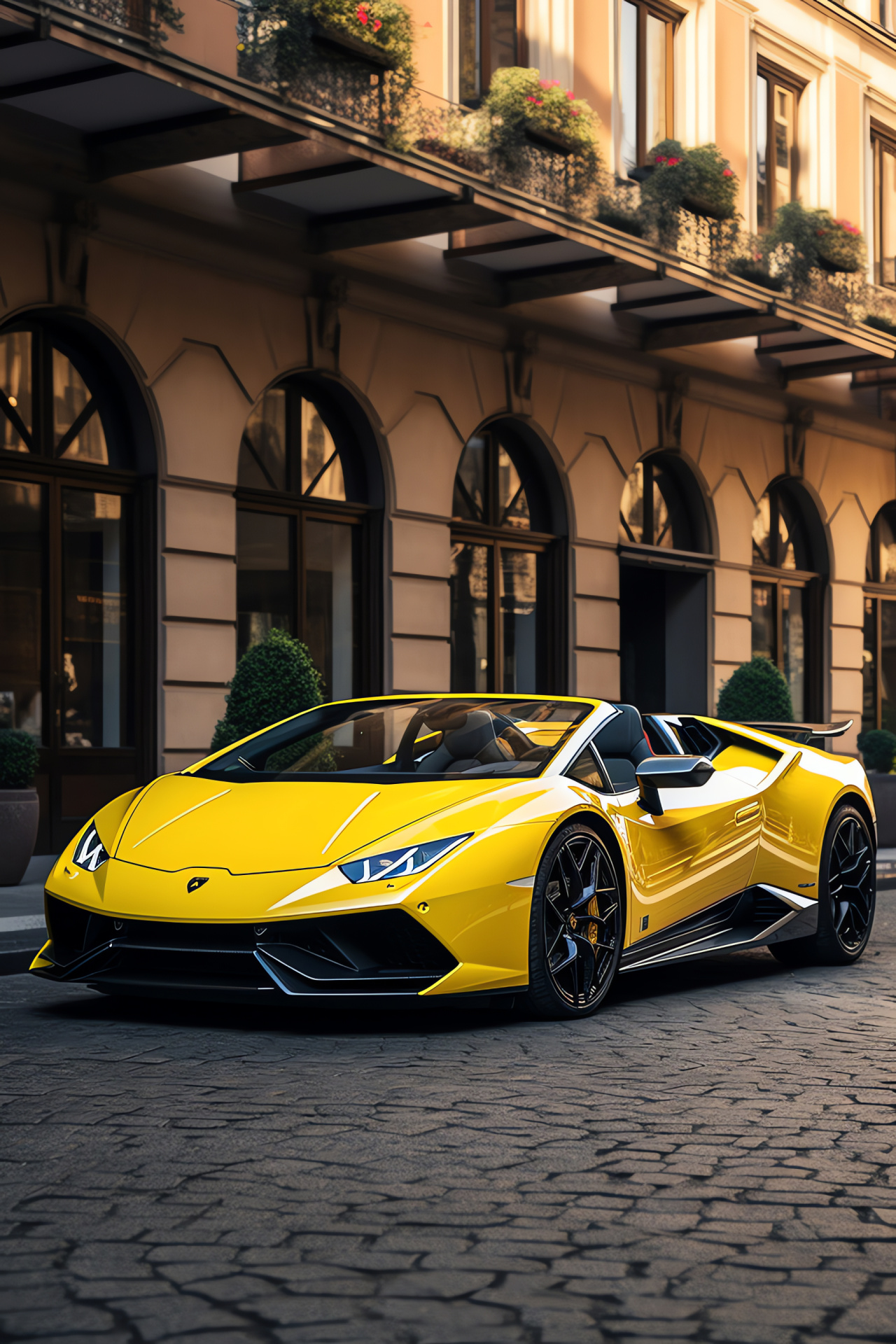 Lamborghini Huracan, Milanese backdrop, Exotic paint, Italian luxury, European streets, HD Phone Image