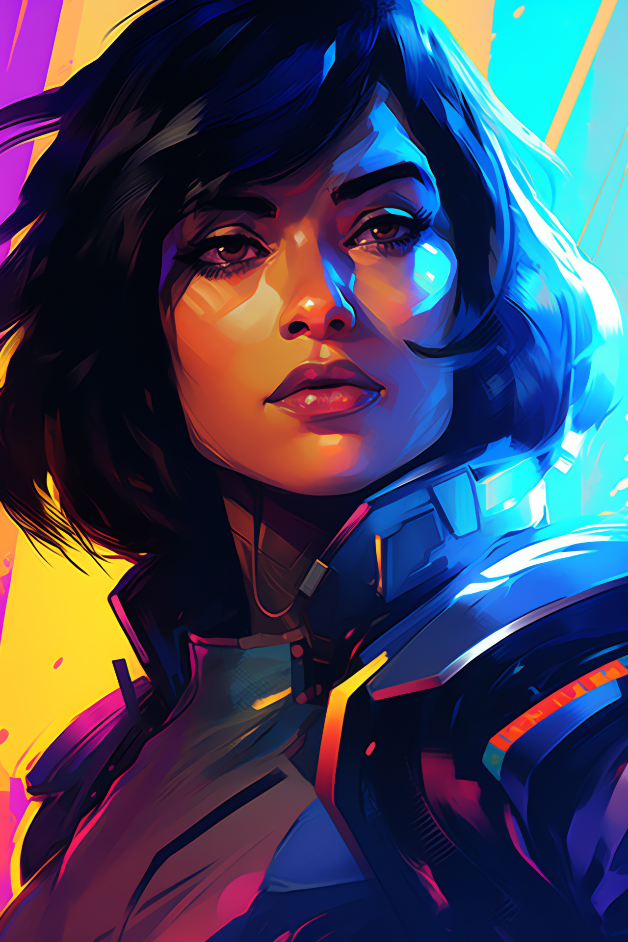 Pharah Overwatch, Battle outfit, Heroic figure, Science fiction setting, Aerodynamic gear, HD Phone Wallpaper