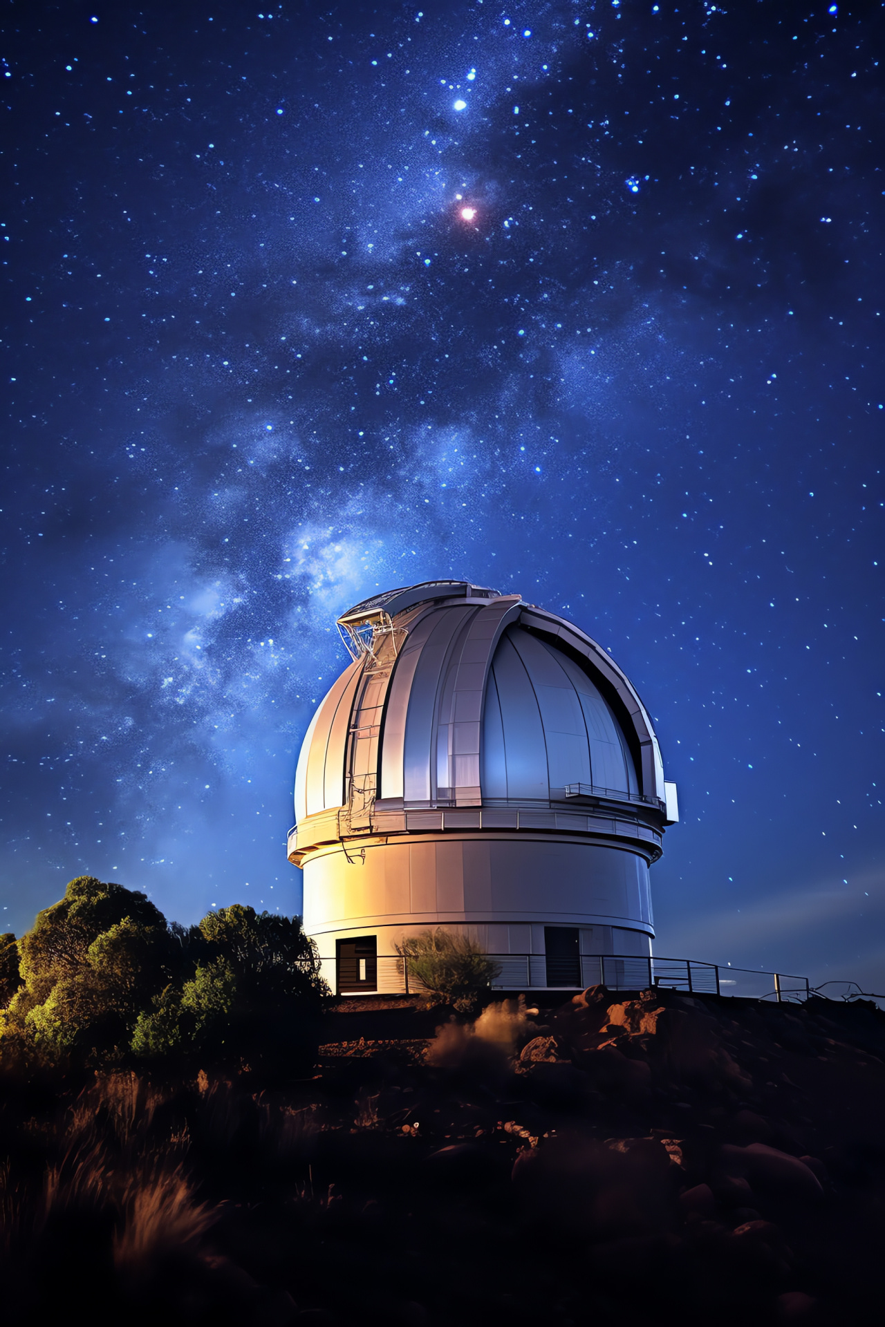 Tmt Observatory exploration, Human marvel, Knowledge pursuit, Star-filled firmament, Technological wonder, HD Phone Wallpaper