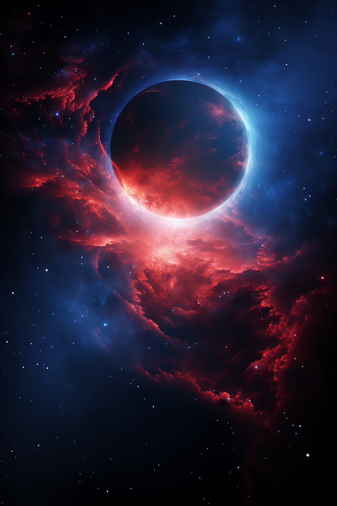 Planet Eclipse, Celestial dark, Crimson cosmos, Evening hue, Astronomical performance, HD Phone Image