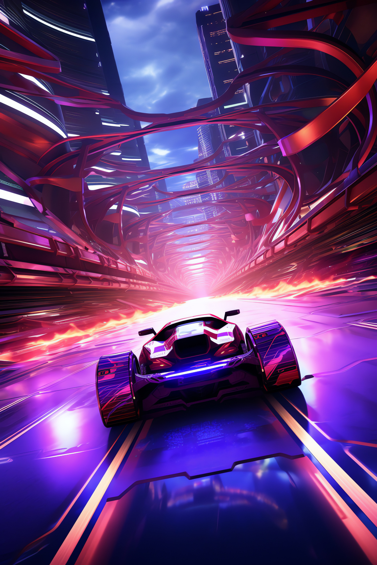 PlayStation thrill, Racing genre, Hover vehicles, Neon circuits, Graphical flair, HD Phone Wallpaper