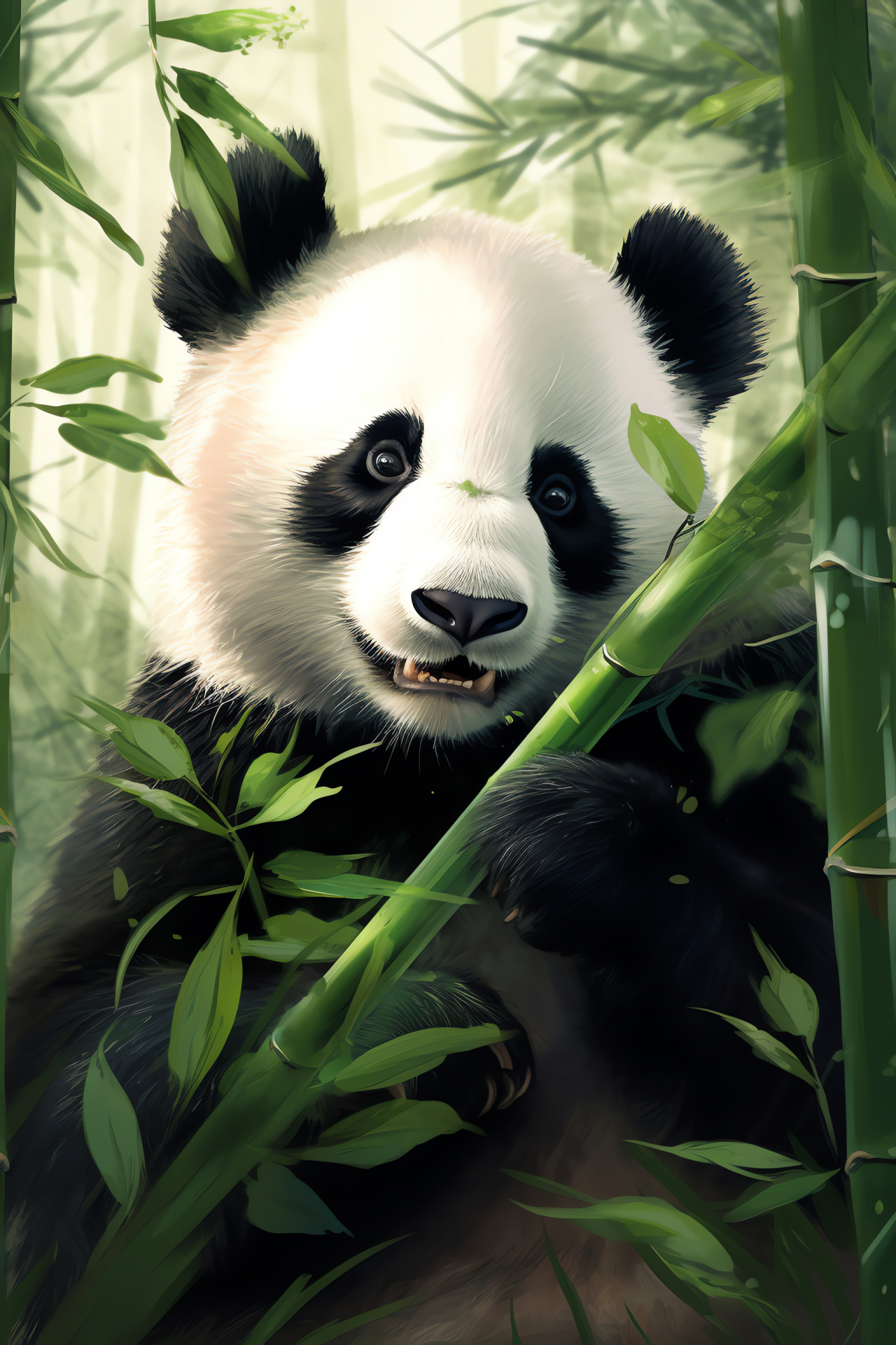 Panda, black eyes, natural habitat, bamboo diet, conservation, HD Phone Wallpaper