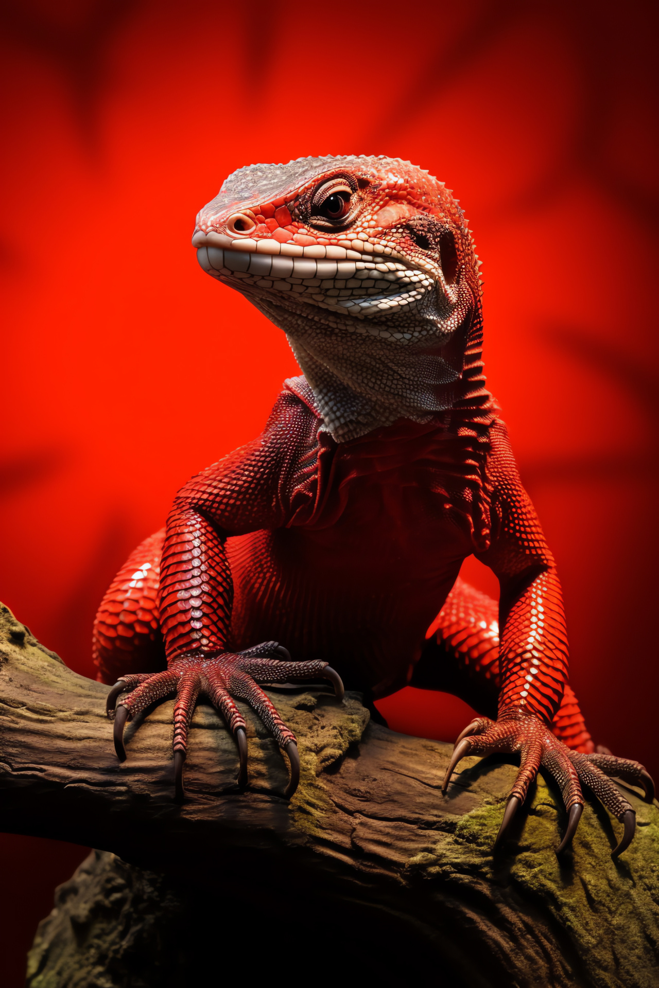 Colorful tree monitor, Reptile solid red, Lizard monitor scales, Reptile perched position, HD Monitor lizard, HD Phone Image