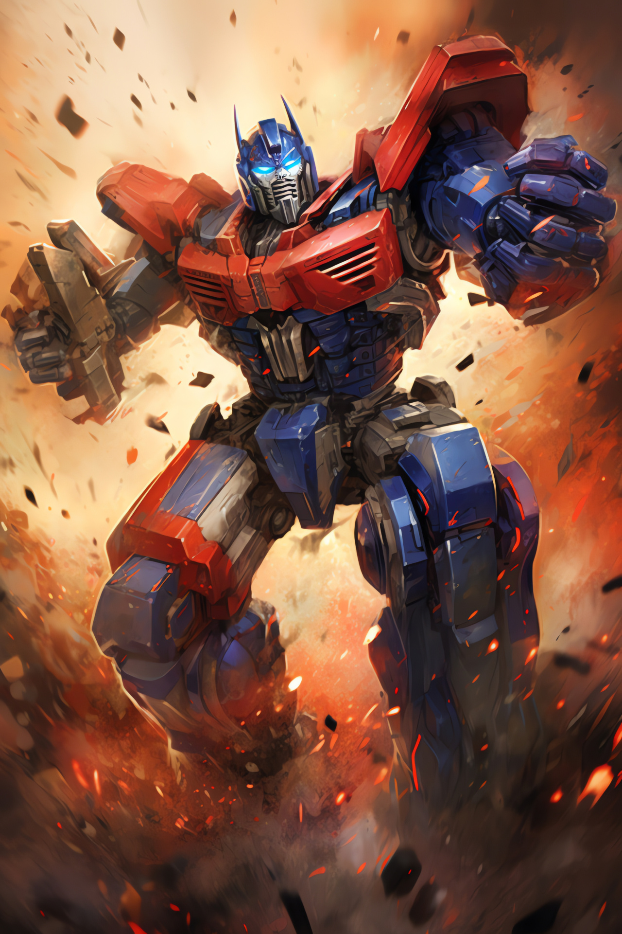 Autobot commander Prime, Cosmic warrior, Aerial dogfight, Propulsion pack, Galactic skirmish, HD Phone Wallpaper