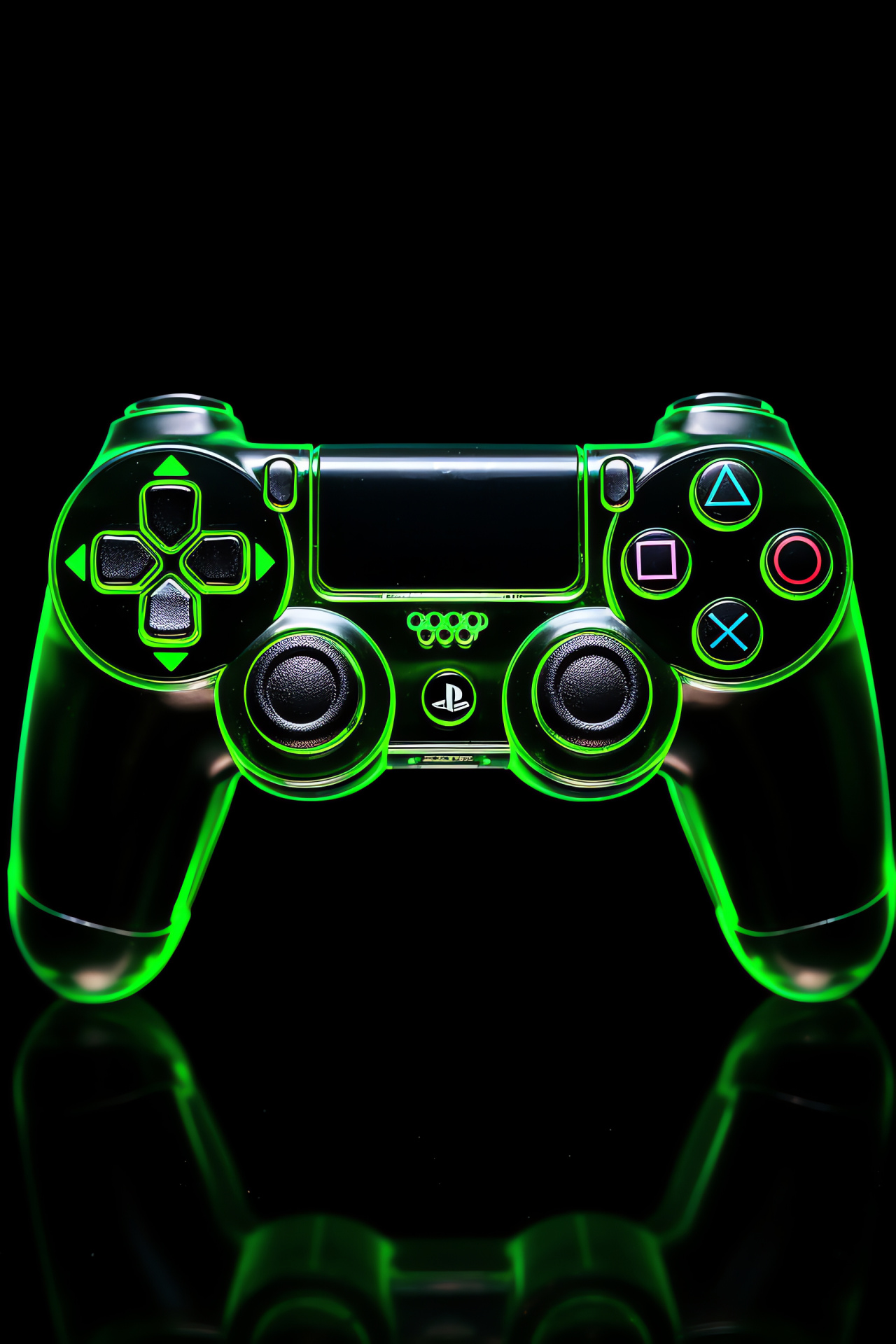 Dualshock controller, Sleek aesthetic, Dark ambiance, Luminous highlights, Gamer gear, HD Phone Wallpaper