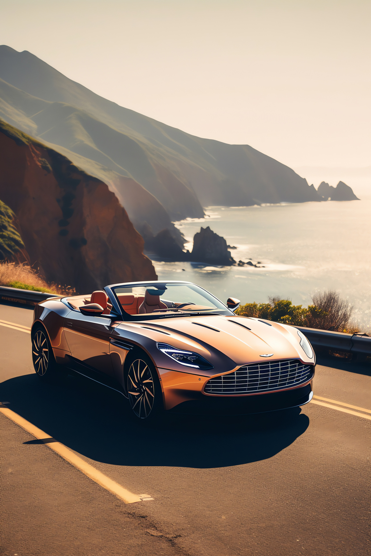 Aston Martin DB11, California Pacific Coast, Luxury interior, Volante class, Highway travel, HD Phone Wallpaper