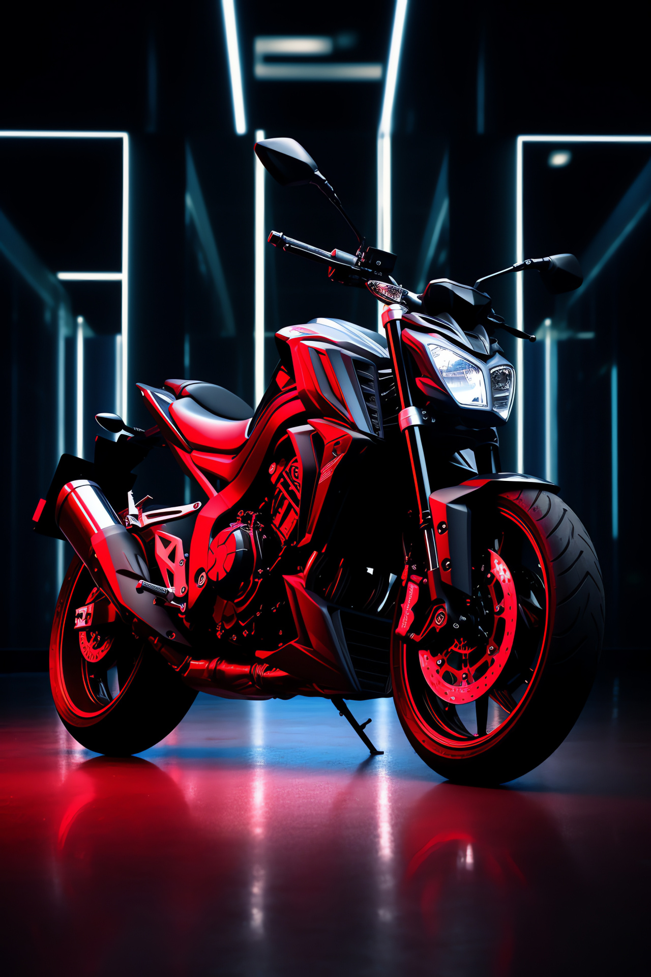 Suzuki GSX-S750, Sport naked bike, Dynamic stance, Intense hue, Luminous contour, HD Phone Wallpaper