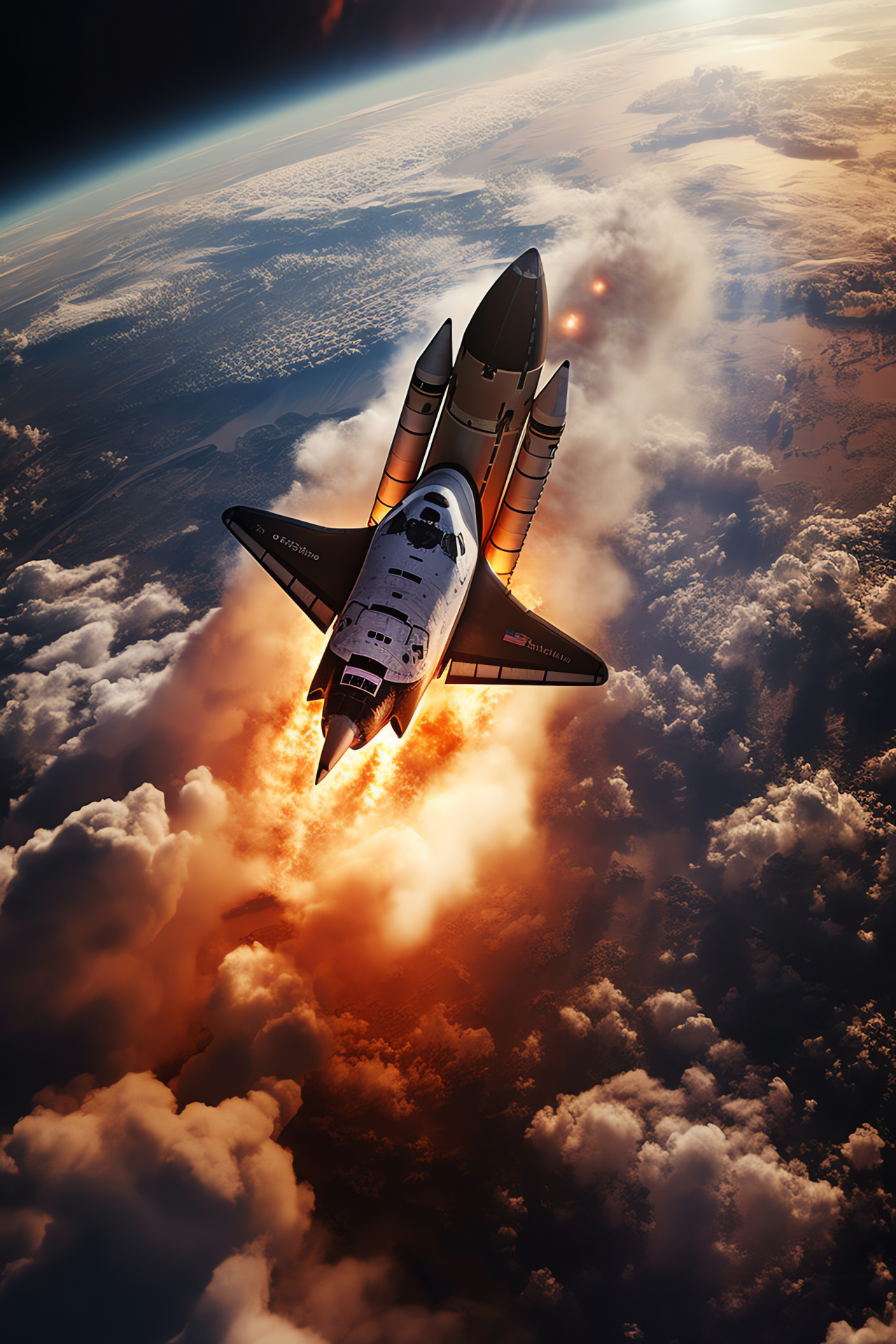 Space vehicle, Terrestrial expanse, Atmospheric boundary, Orbital panorama, Global arc, HD Phone Wallpaper
