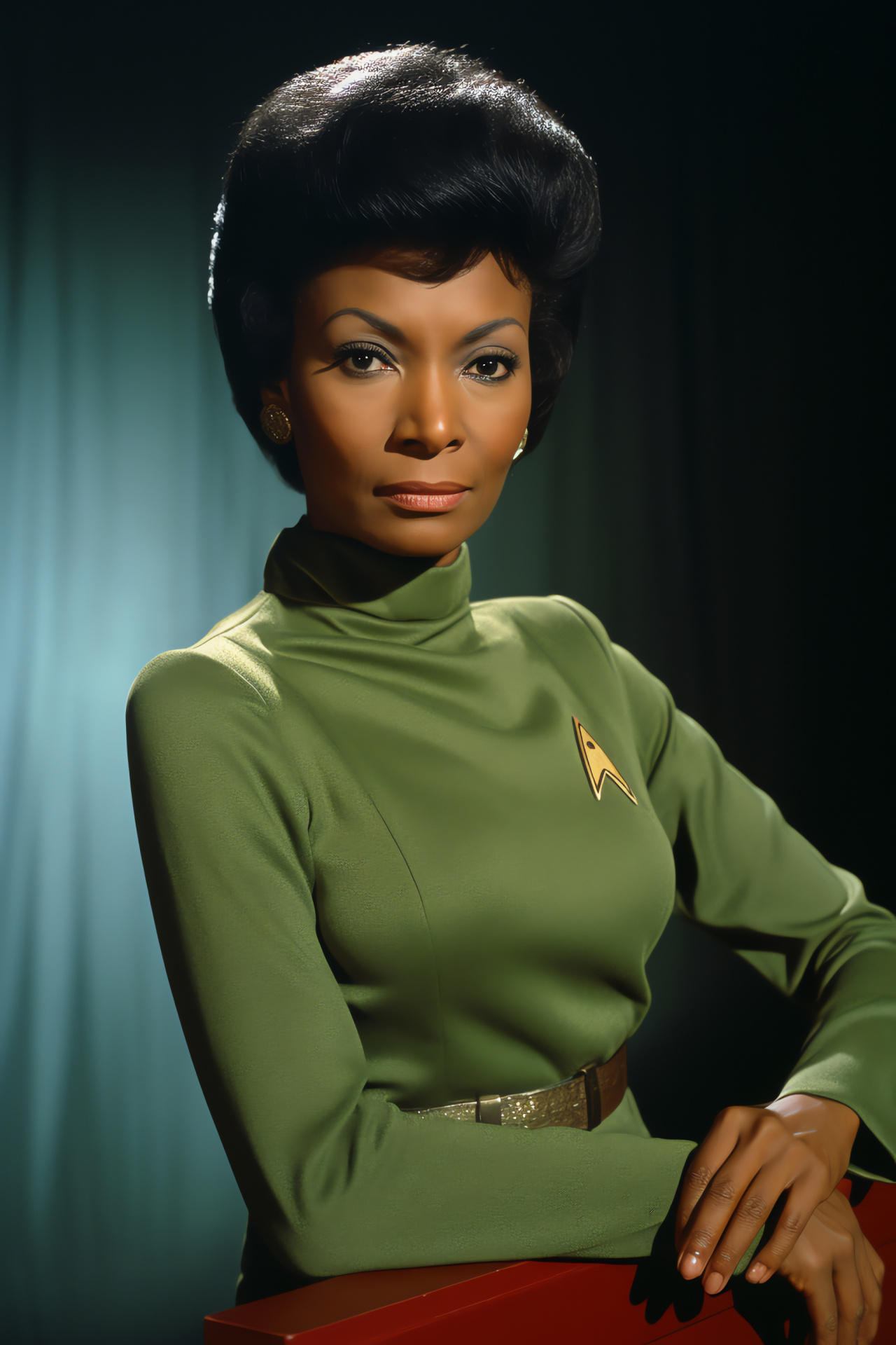 Uhura full cutout, Star Trek inspiration, Starship communications expert, Evergreen canvas, Nichols dedication, HD Phone Wallpaper