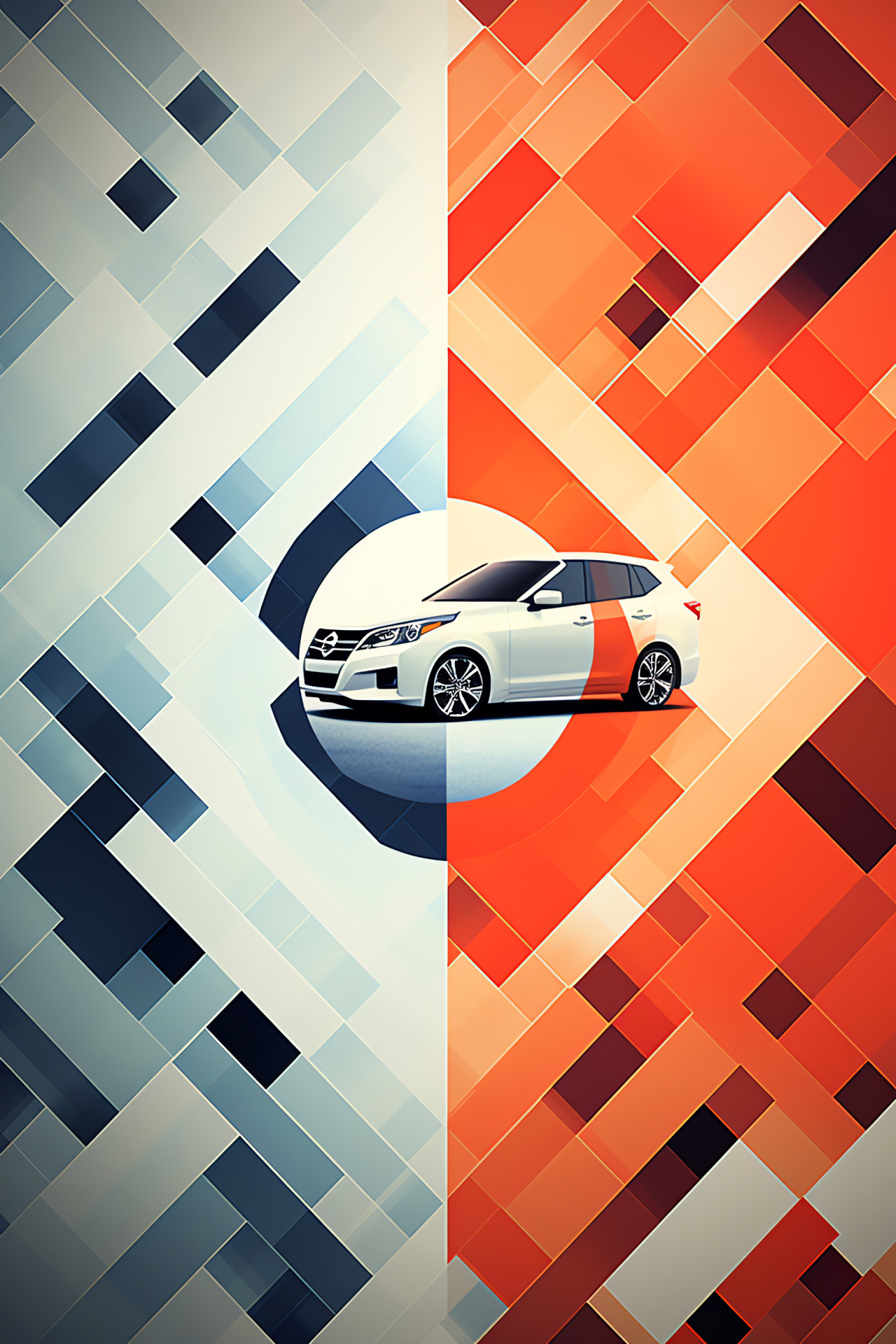 Nissan emblem, abstract design, corporate identity, design elements, brand recognition, HD Phone Image