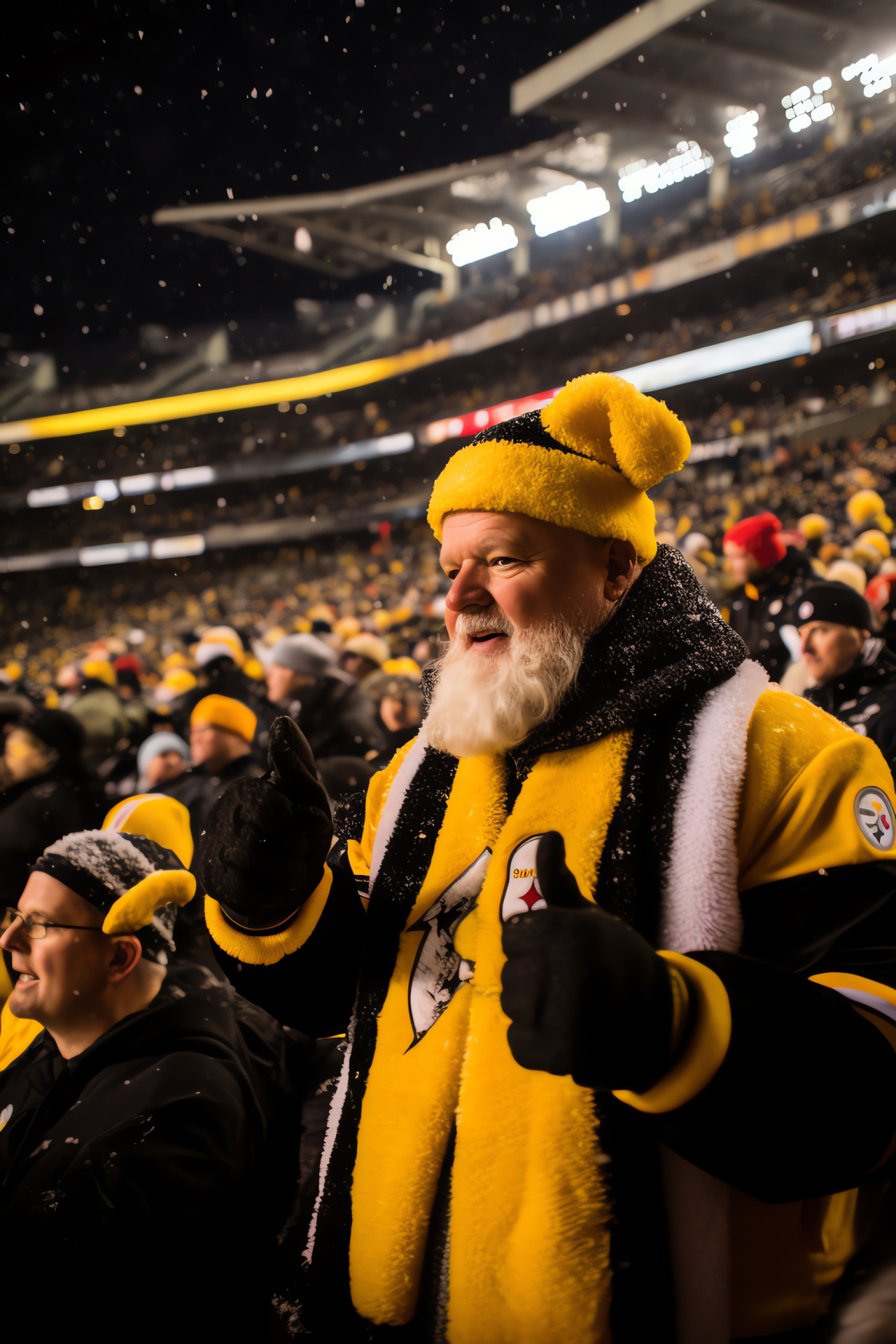 Pittsburgh Steelers holidays, Game day celebration, Festive football apparel, Winter sports scene, Enthusiastic fans, HD Phone Wallpaper