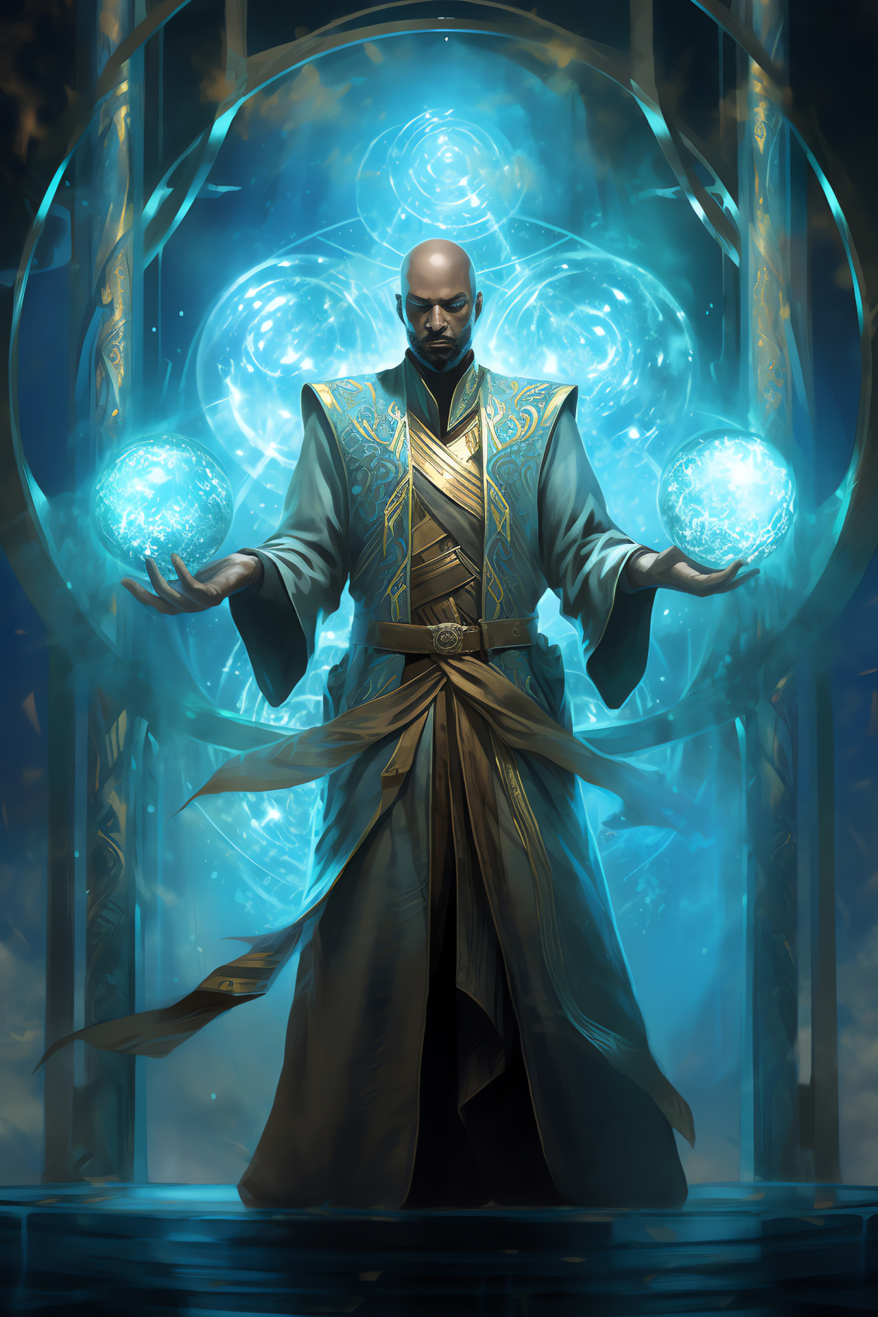 Teferi planeswalker image, Chronomancer's charm, Silver-haired, Sandy gaze, Timepiece symbol, HD Phone Wallpaper