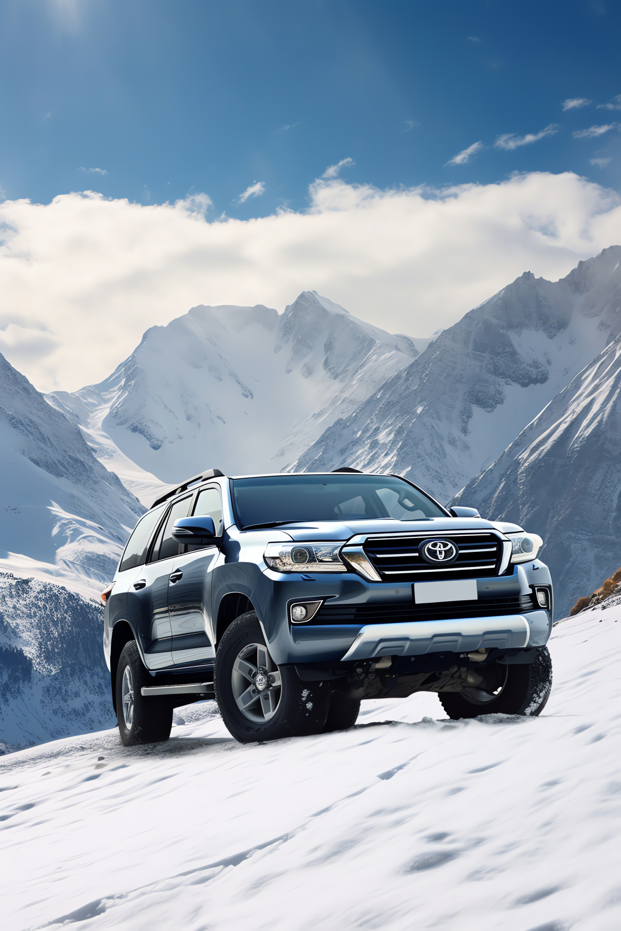 Toyota brand emblem, Mountain adventure SUV, All-weather reliability, Rugged performance engineering, Alpine environment suitability, HD Phone Wallpaper