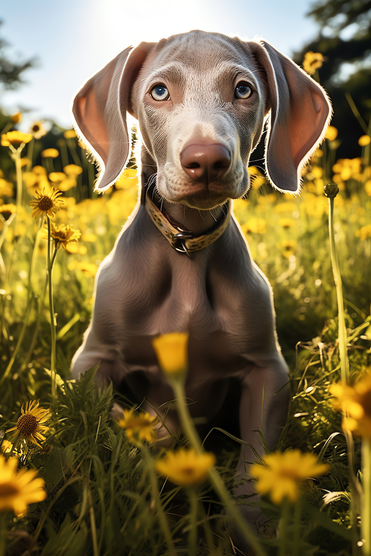 Weimaraner pup innocence, Young hunting dog, Soft silver coat, Canine development, Puppy dog charm, HD Phone Image