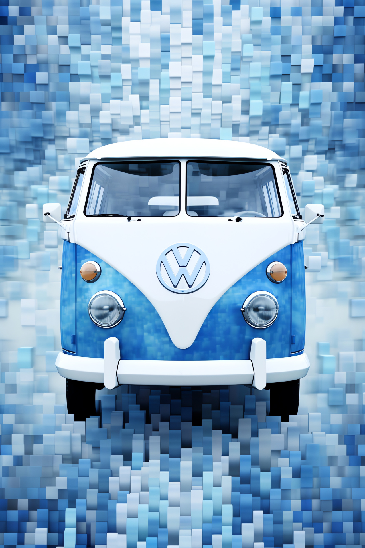 VW Transporter T2 Kombi, artistic backdrop, vintage van style, retro design, German classic, HD Phone Image