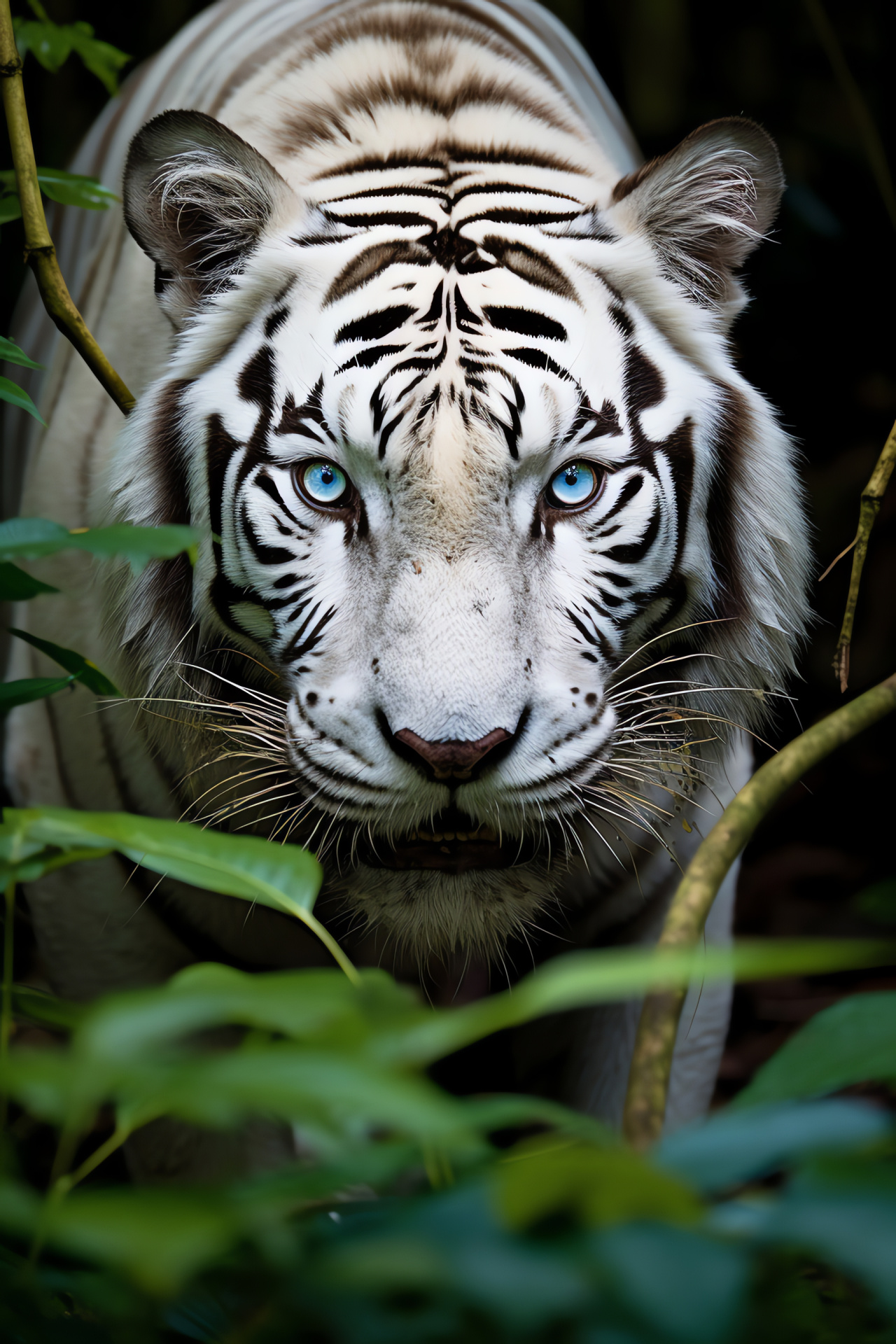 White Tiger habitat, Captive white tiger, Big cat species, Panthera tigris, Wildlife conservation, HD Phone Wallpaper