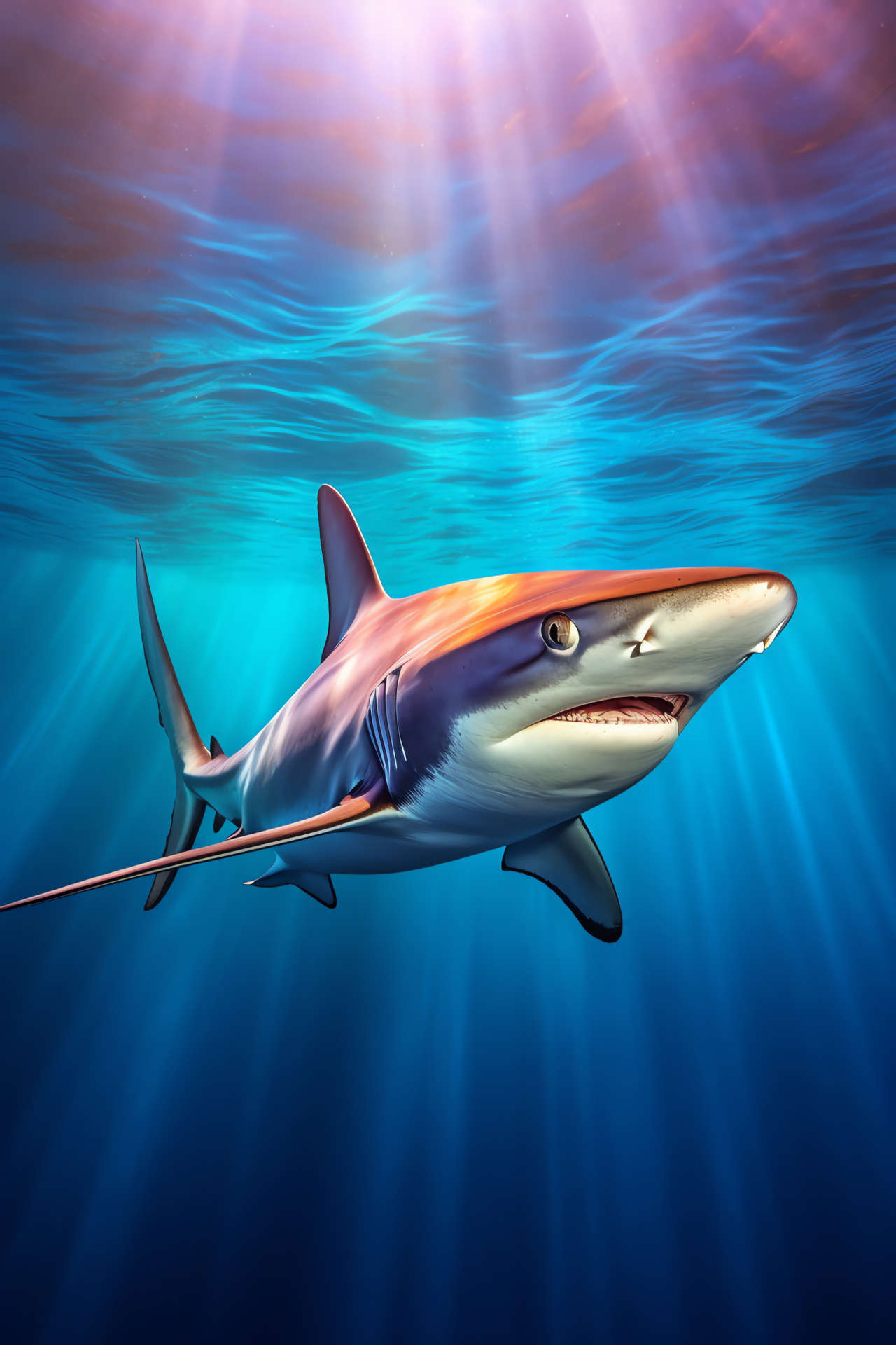 Thresher Shark, Pelagic predator, Oceanic creature, Marine life, Underwater spectacle, HD Phone Wallpaper