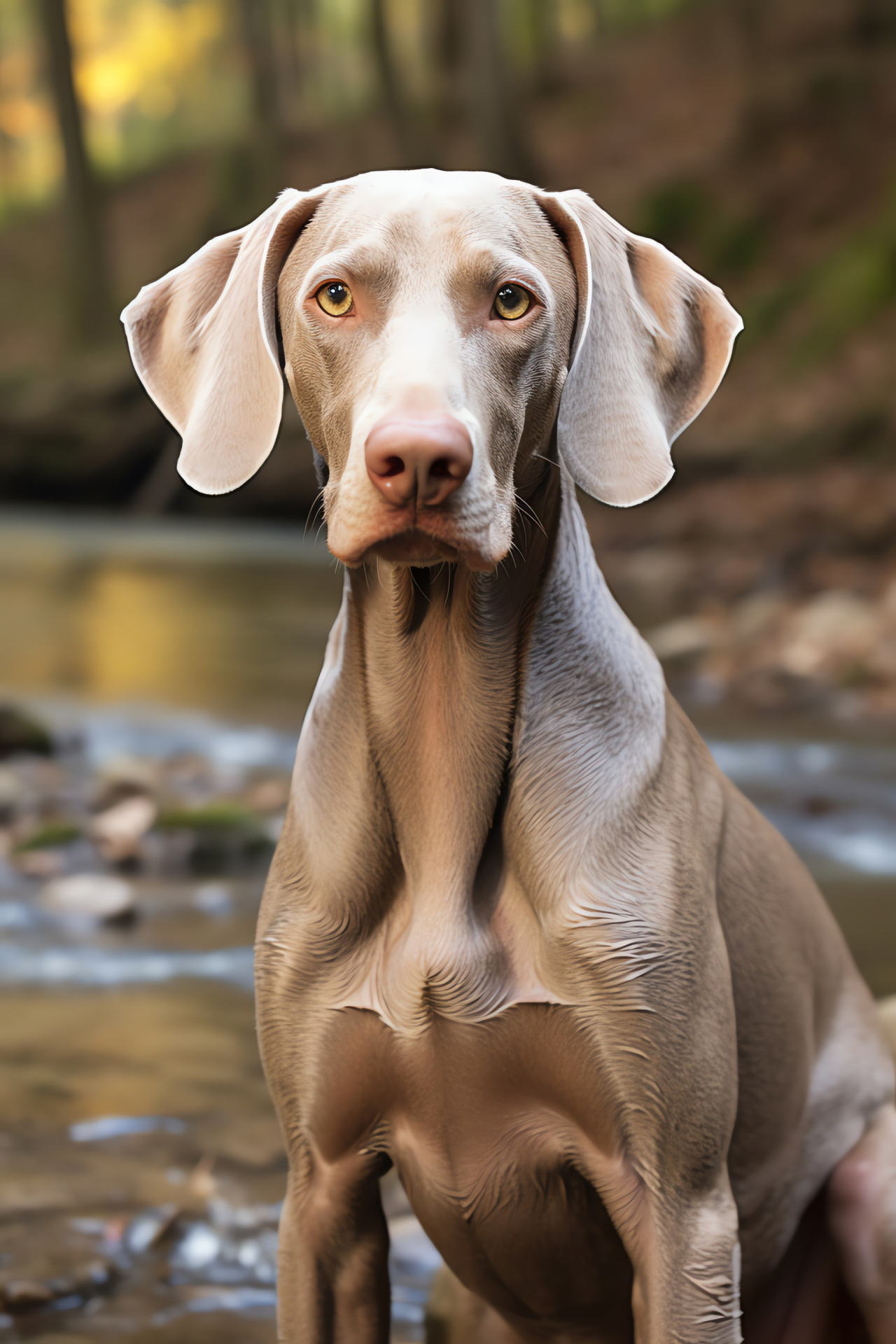 Noble breed, hazel vision, streamlined pelage, ashen tint, murmuring waters, HD Phone Wallpaper