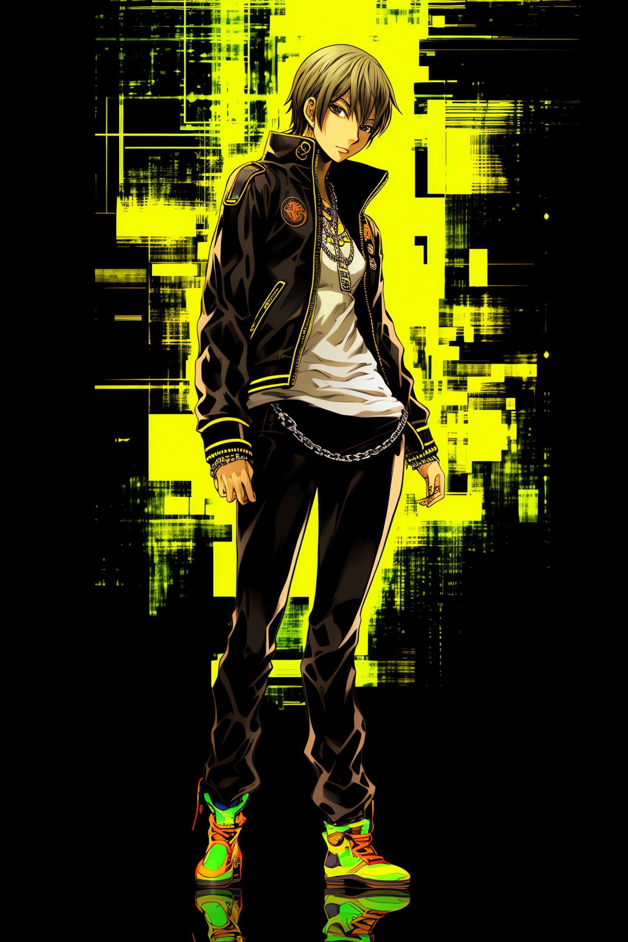 Chie Satonaka depiction, Persona 4 release, chestnut eyes, melee weapon, stark contrast foundation, HD Phone Image