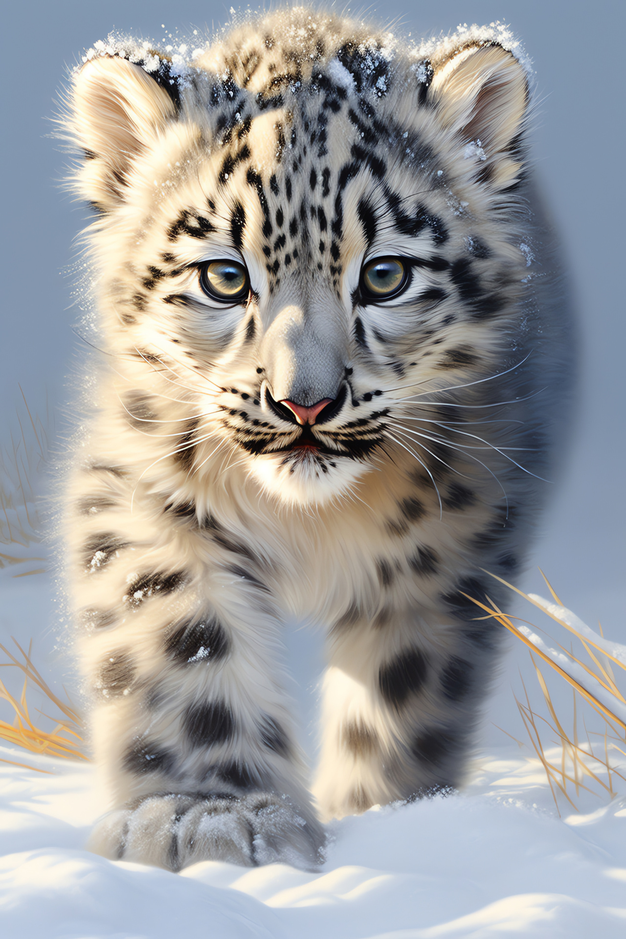 Snow Leopard cub, Himalayan wildlife, Rare species, Mountain habitat, Young apex predator, HD Phone Image