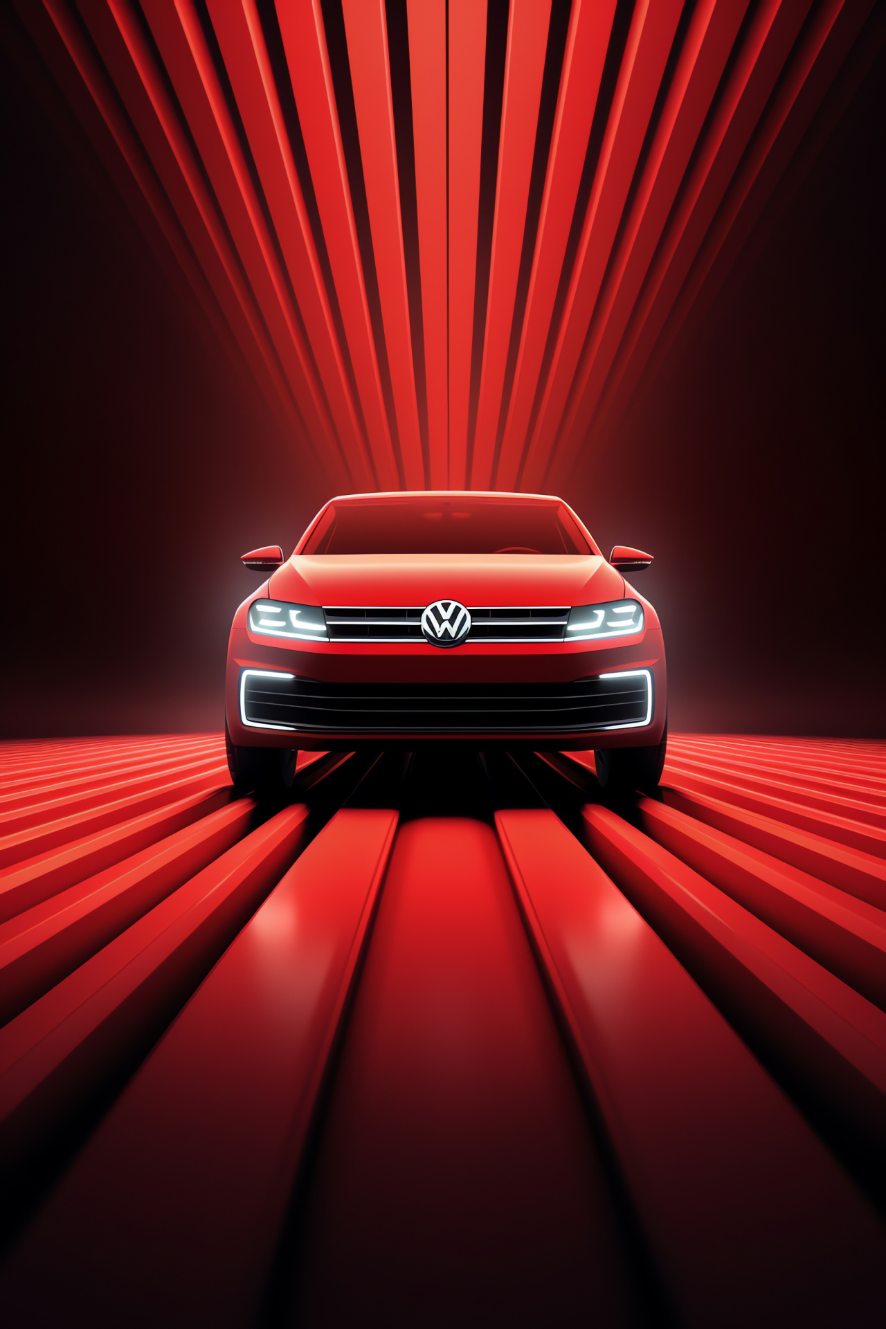 Volkswagen logo, Crisp red backdrop, Automotive industry, Iconic emblem, Car manufacturer identity, HD Phone Image