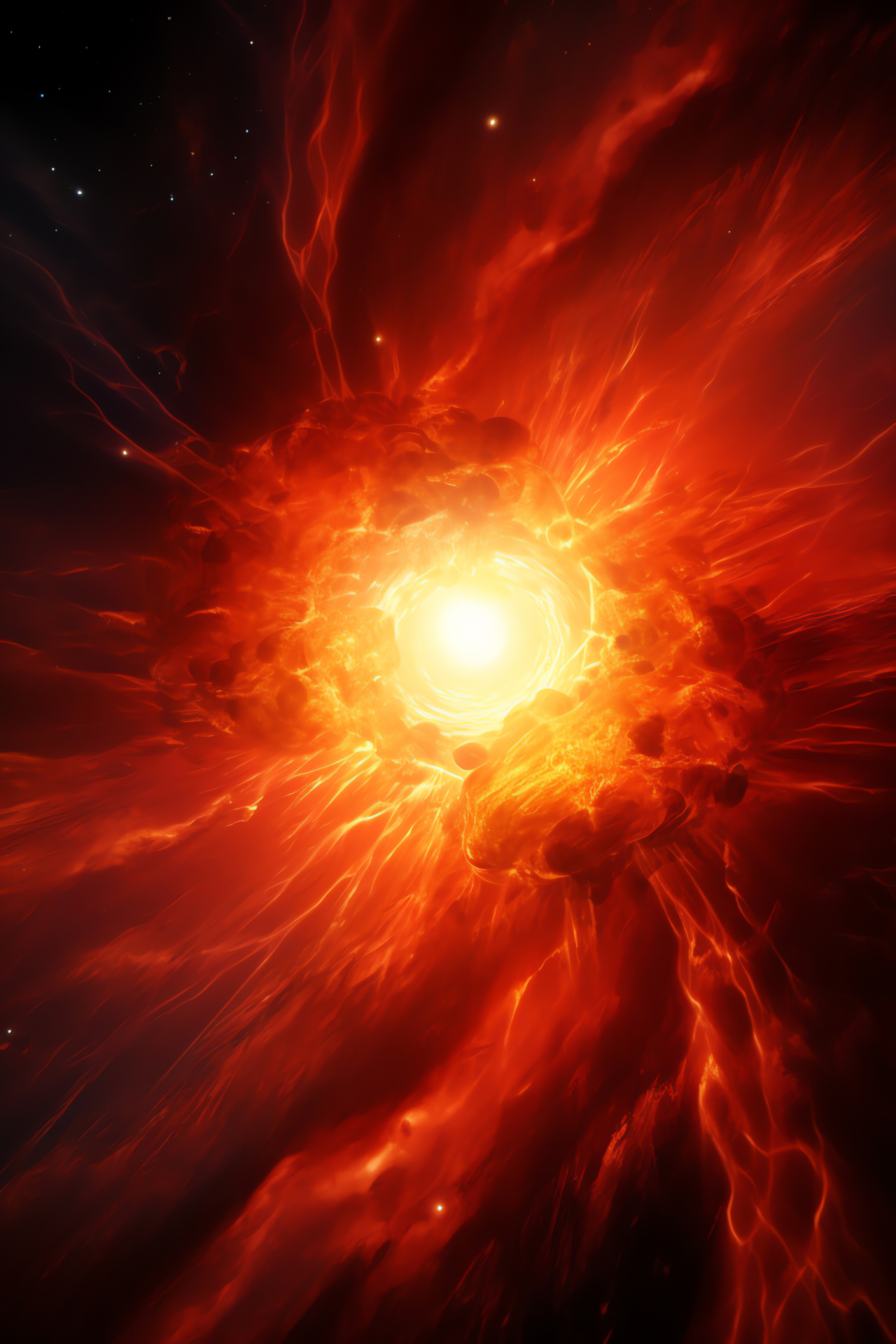 Supernova burst, Radiant space event, Red cosmic spectacle, Orange astral light, Star life cycle, HD Phone Wallpaper