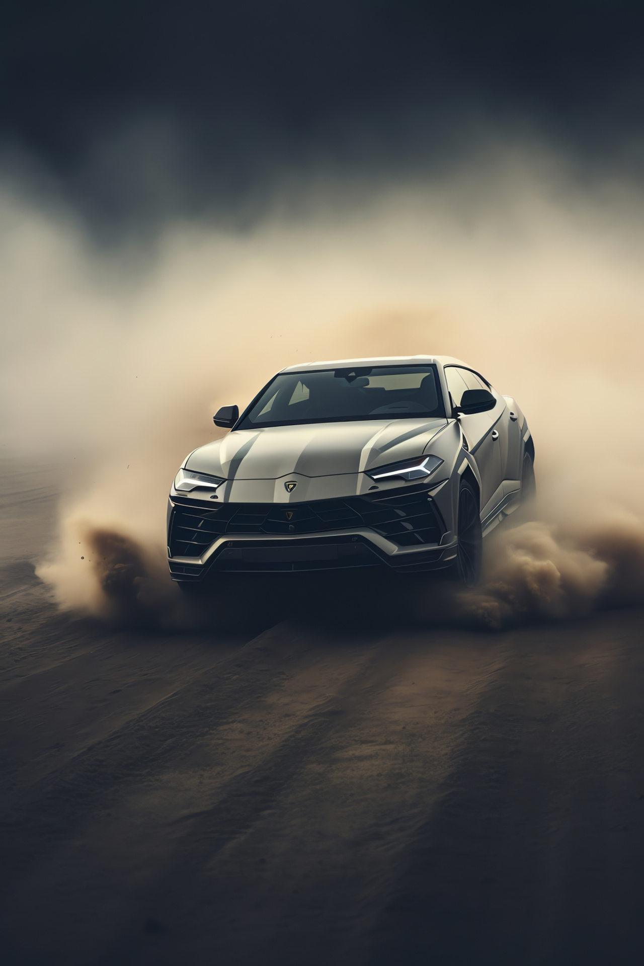 Lamborghini SUV model, Urus presence, Belgian raceway scene, performance SUV design, bold front grill, HD Phone Image