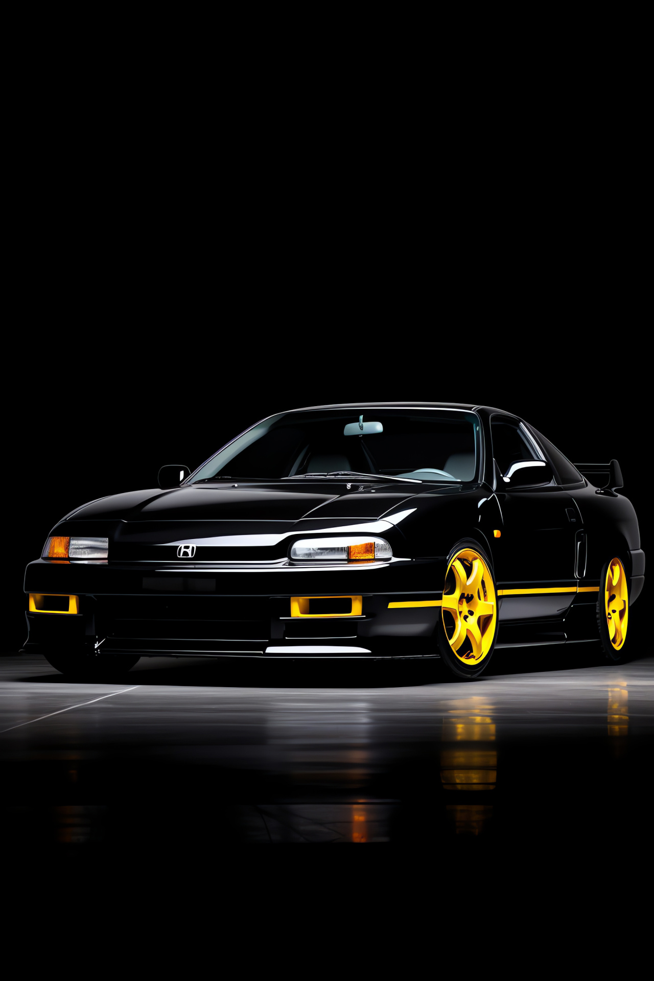 Honda CRX with Vtec, sports coupe, dynamic road performance, eye-catching bright finish, studio photography contrast, HD Phone Wallpaper