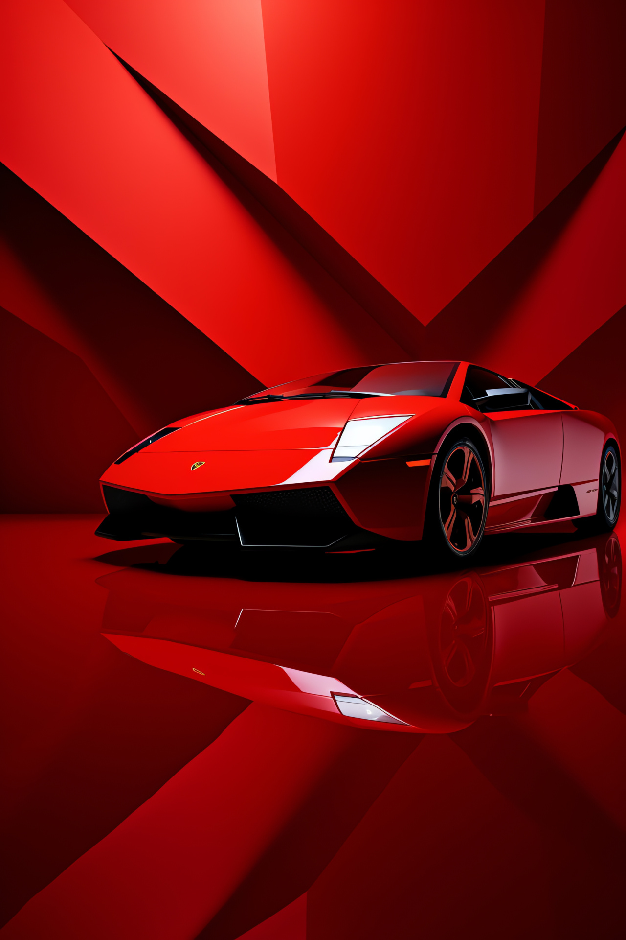 Murcielago stance, Vivid red impact, Dominating presence,Aesthetic strength, Vehicle grace, HD Phone Image