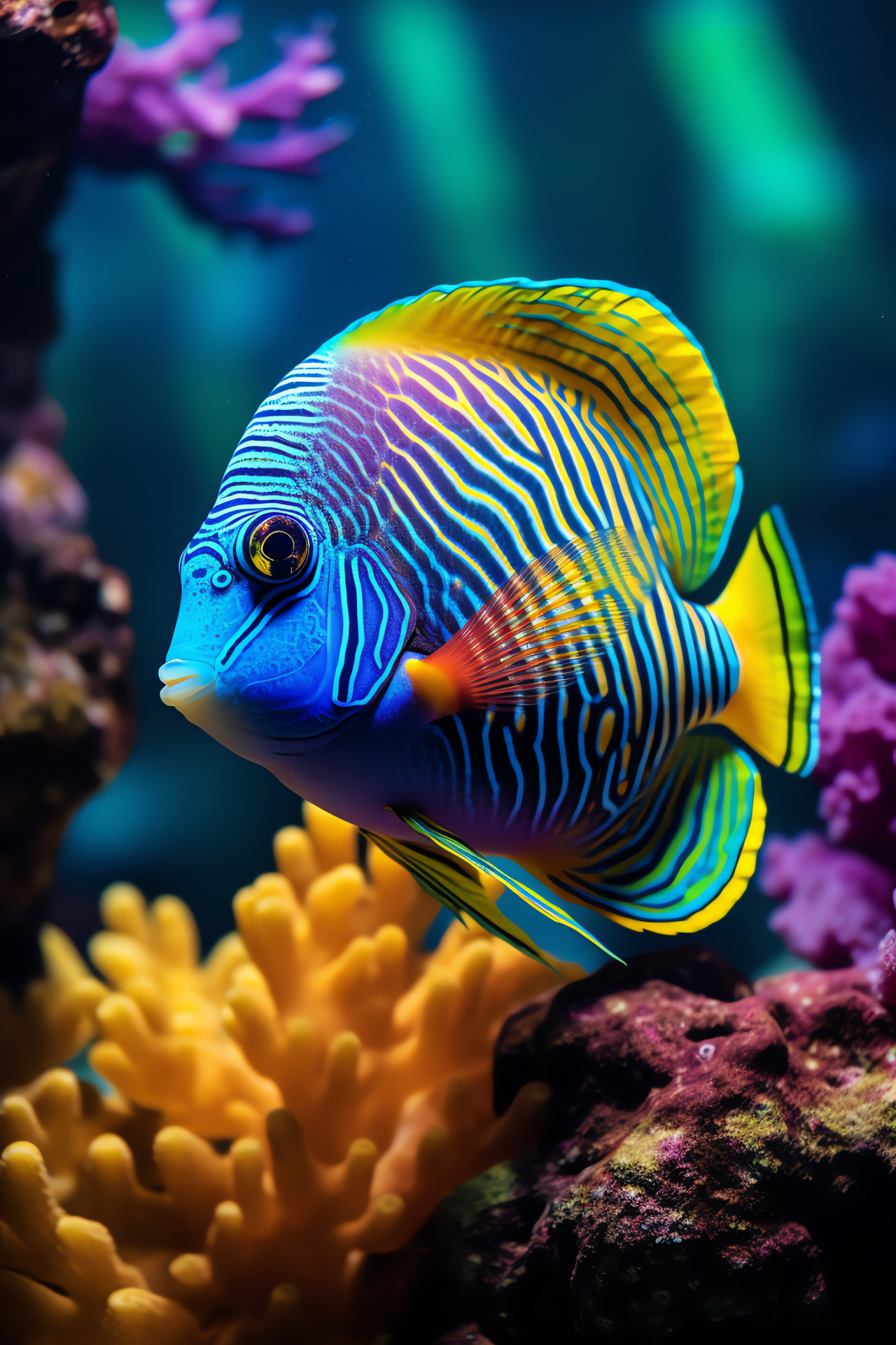 Tropical marine fish, colorful reef dwellers, Red Sea fauna, vibrant underwater life, aquatic diversity, HD Phone Image