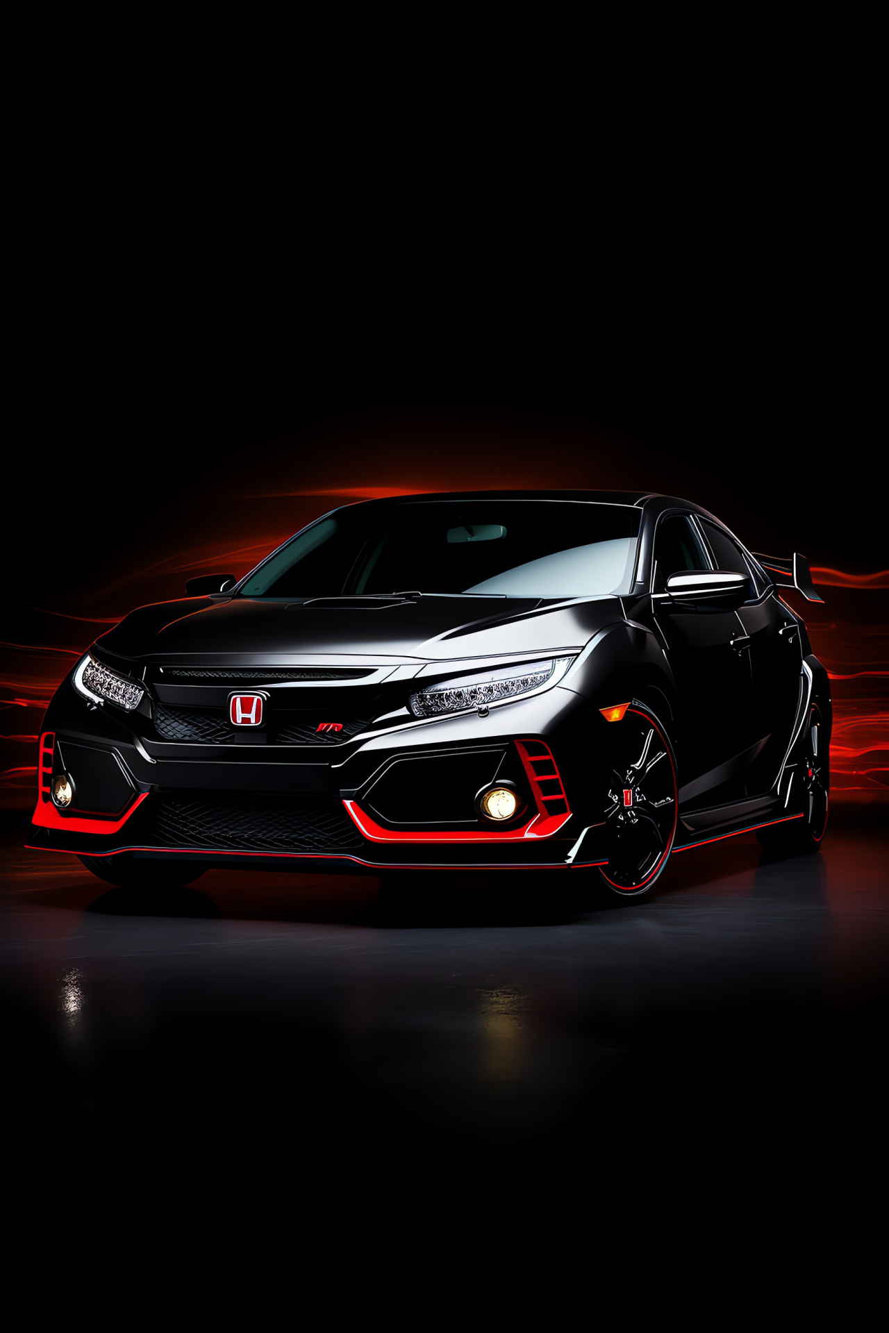 Honda Civic Type R Vtec, performance hatchback, aerial capture, sporty livery, shadowy contrast, HD Phone Image