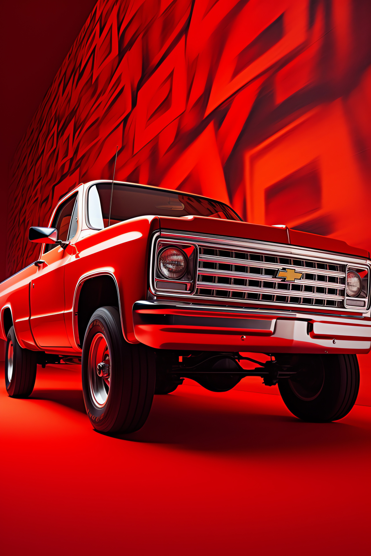 Classic Chevy Truck K10, Elevated perspective, Vibrant vehicle paint, Pickup design, Retro automotive, HD Phone Wallpaper