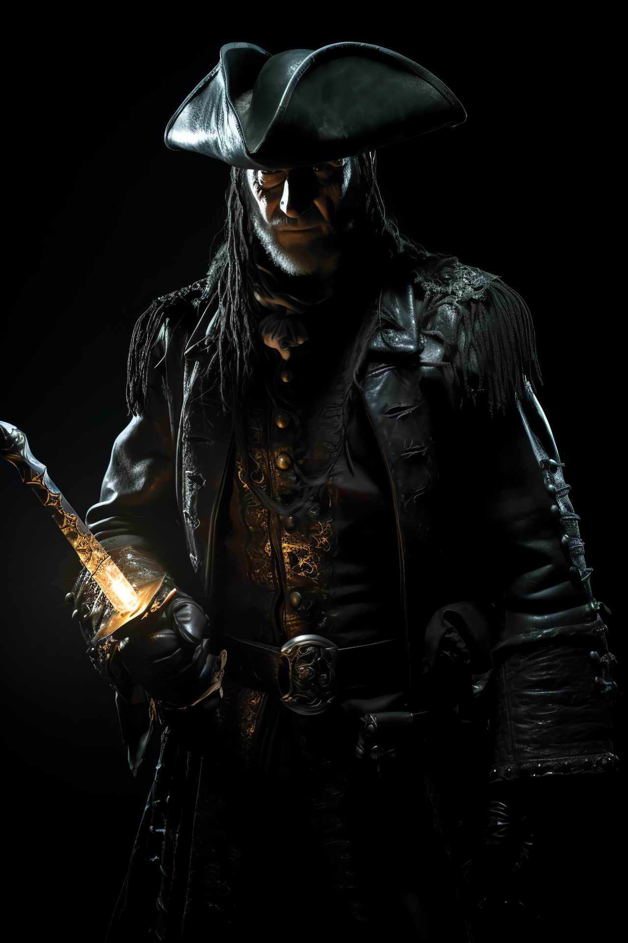 Captain Salazar, spectral villain, Haunted visage, Crumbling attire, Cursed ocean, HD Phone Image