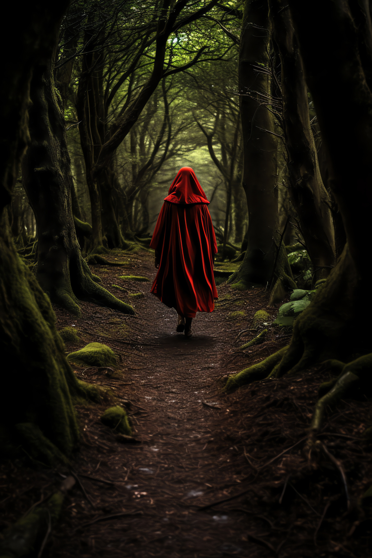 Fairy tale Red Riding Hood, Storybook woods, Meandering trail, Forestation, Arboreal scenery, HD Phone Wallpaper