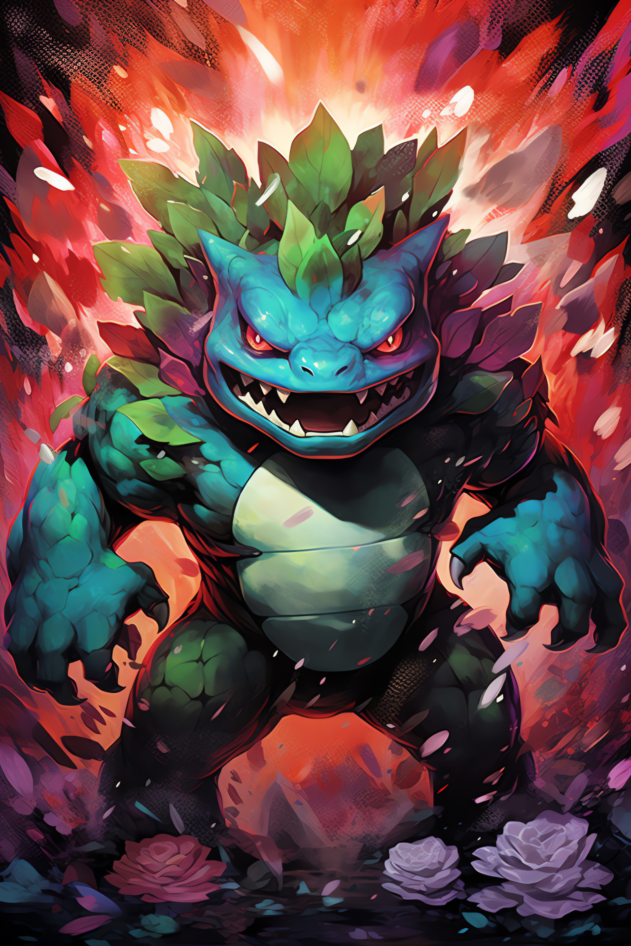 Gaming flora Mega Venusaur, emerald hide, blossoming power, evolution highlight, animated nature, HD Phone Wallpaper