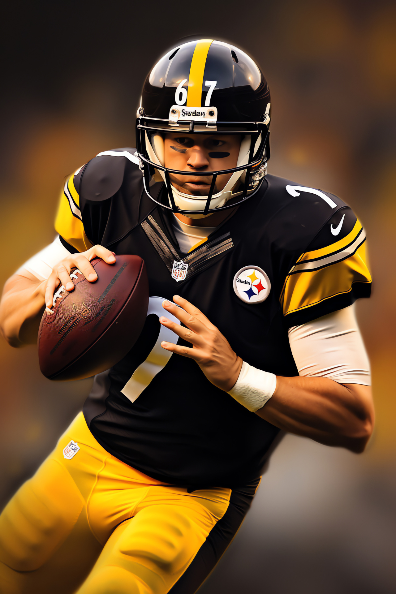 Ben Roethlisberger playing, Pittsburgh QB action, Football strategy, NFL competitors, Athletic scene, HD Phone Wallpaper