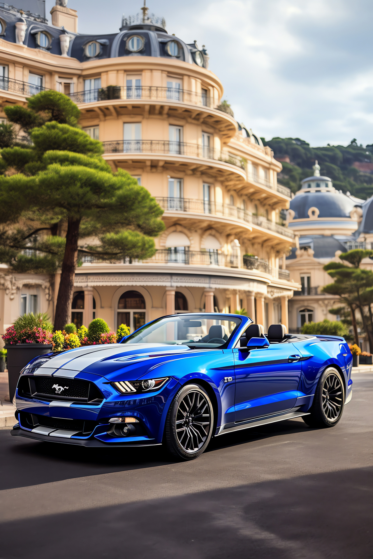 Convertible Mustang GT350, Monaco Luxury, Casino Exterior, Prestigious Automobile, Monaco Racing, HD Phone Image