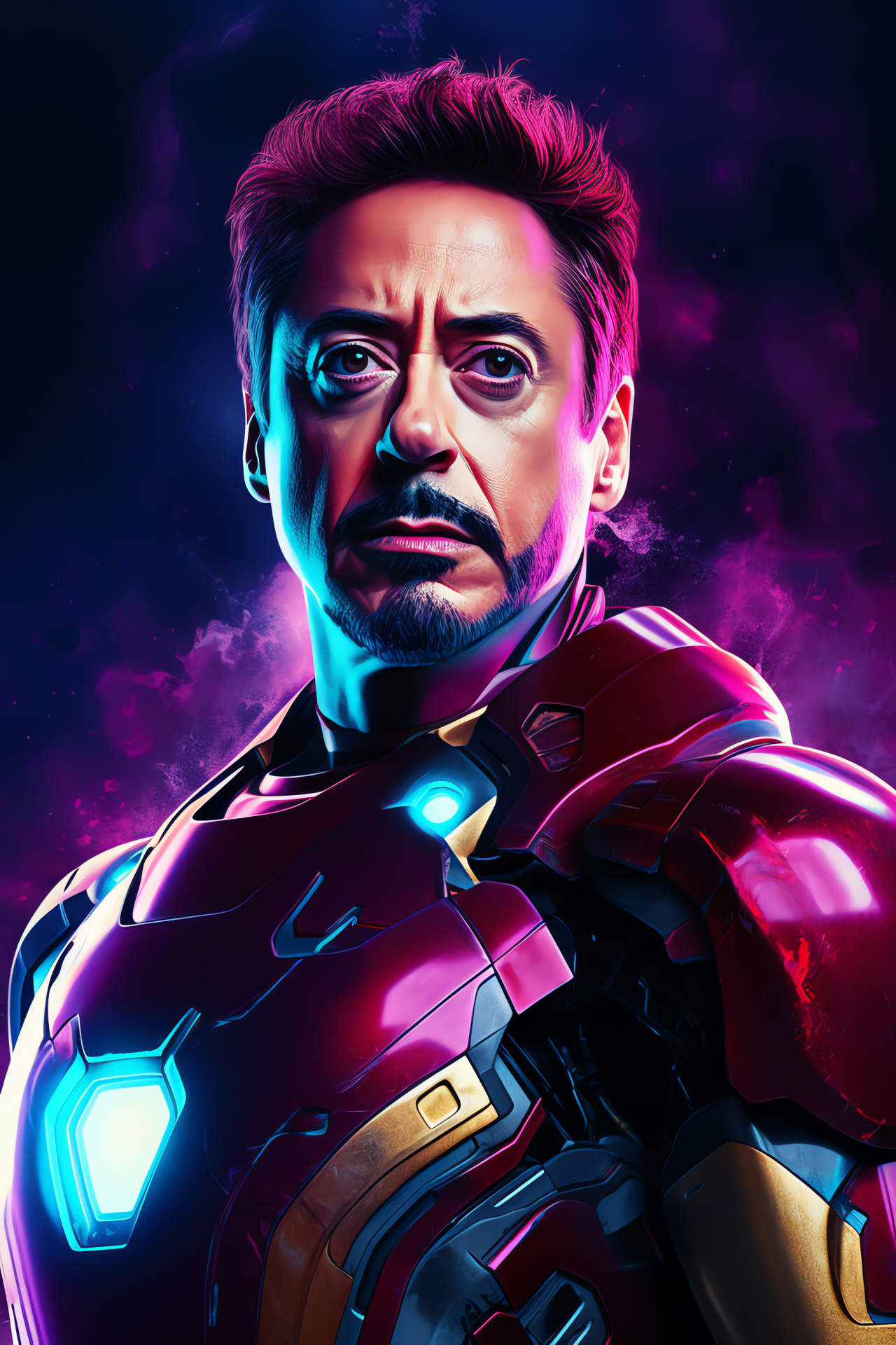 Robert Downey Jr as Iron Man, Superhero film series, Advanced armor design, High-tech superhero, Marvel Comics character, HD Phone Image