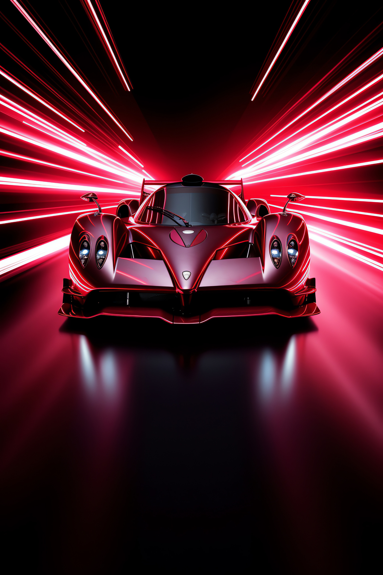 Pagani Zonda F, dominant viewpoint, vivid linearity, crimson allure, expression of force, HD Phone Wallpaper