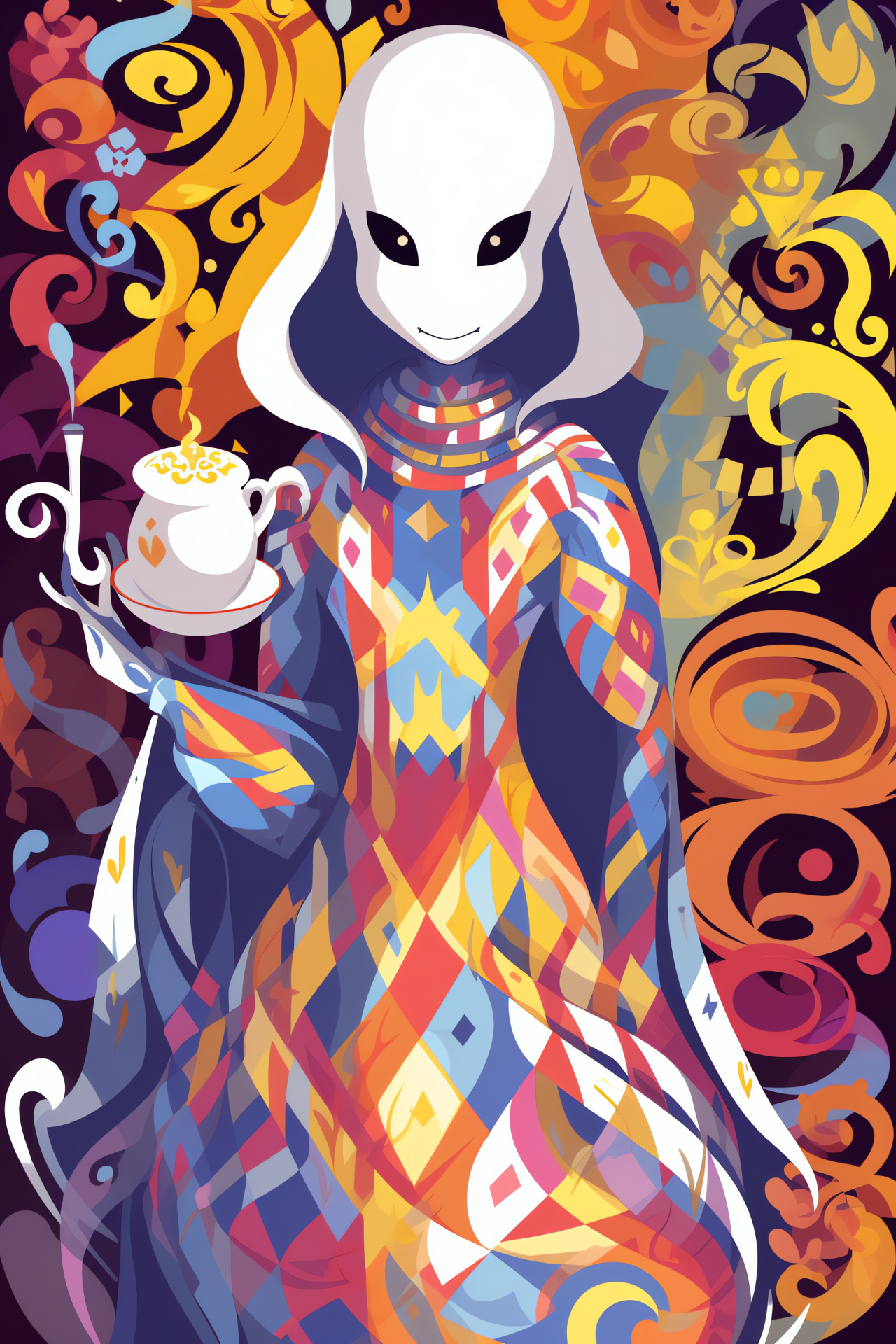 Undertale Toriel artwork, Game character, Metaphysical motif, Polyhedral designs, Contemporary art style, HD Phone Image
