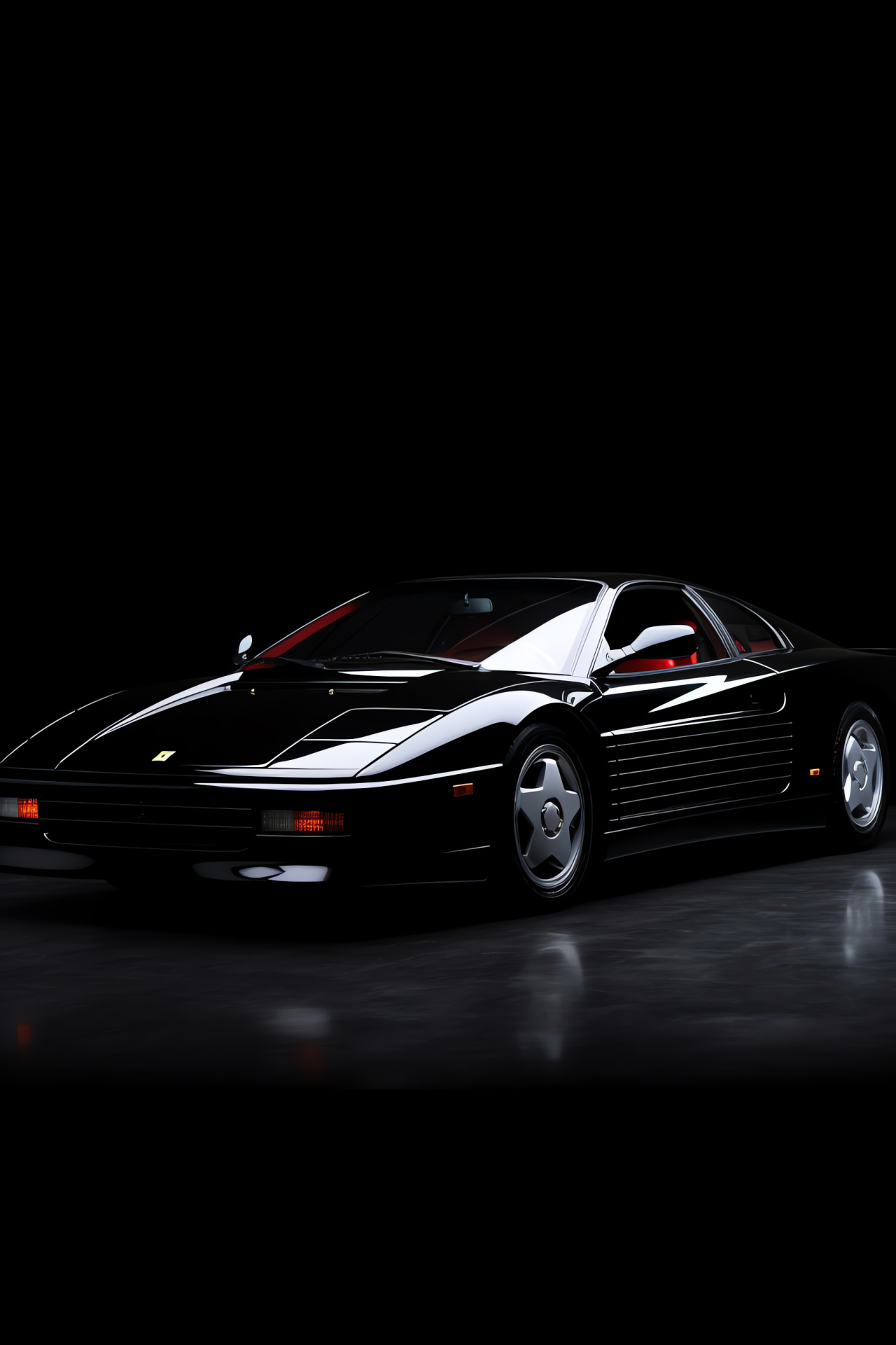 Ferrari Testarossa 1994, Black Italian sports car, Prancing Horse logo, Classic Ferrari model, Luxury automobile, HD Phone Image