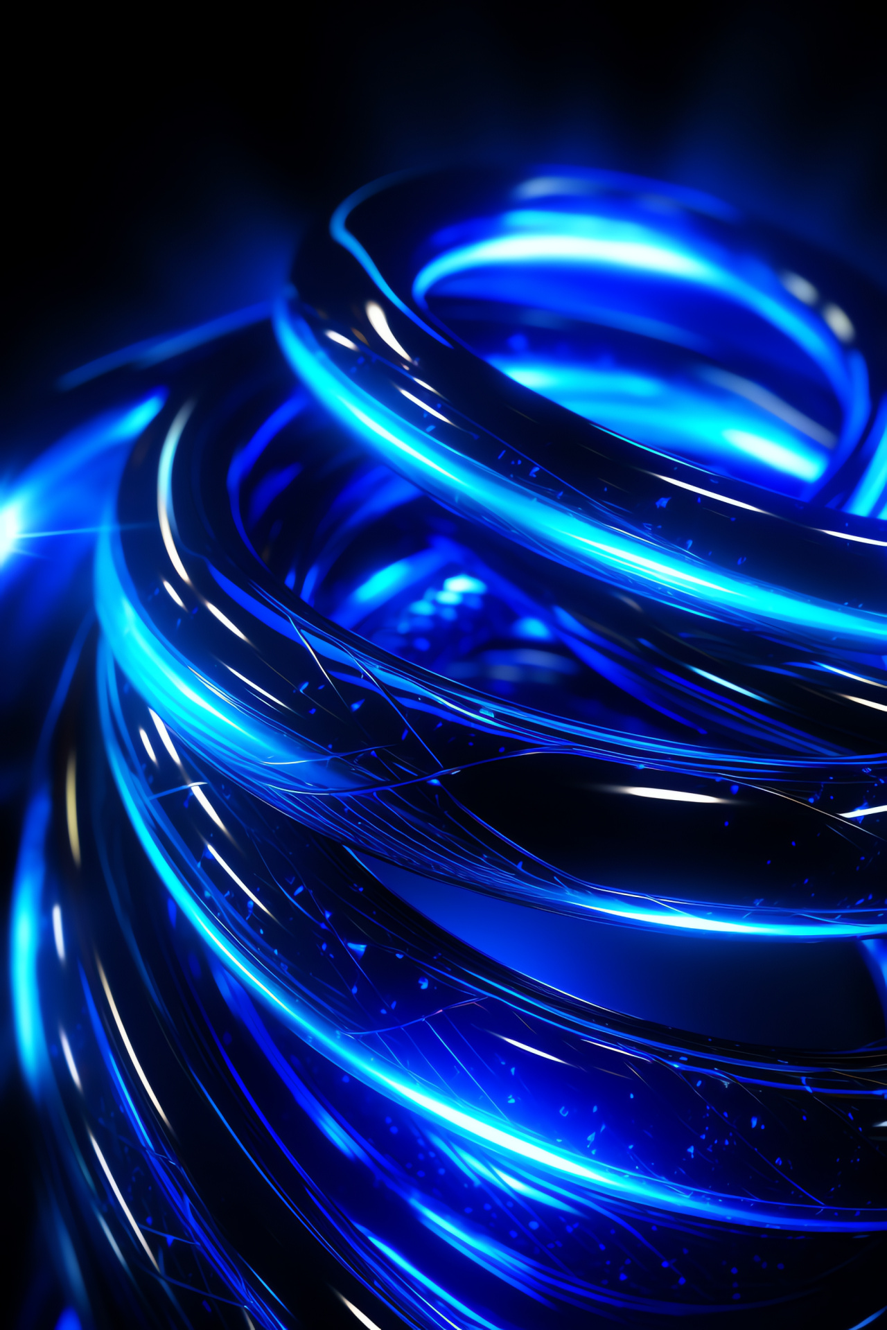 Neon Serpent, Luminous Scales, Coiled Reptile, Enchanting Glow, Electric Blue, HD Phone Image