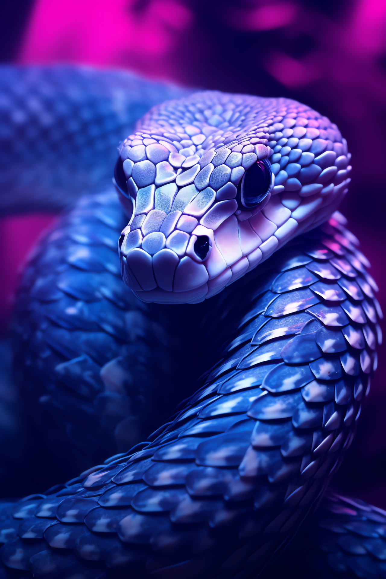 Reptile repose, polygonal backdrop, shades of indigo and violet, mesmerizing scene, tranquil frame, HD Phone Wallpaper