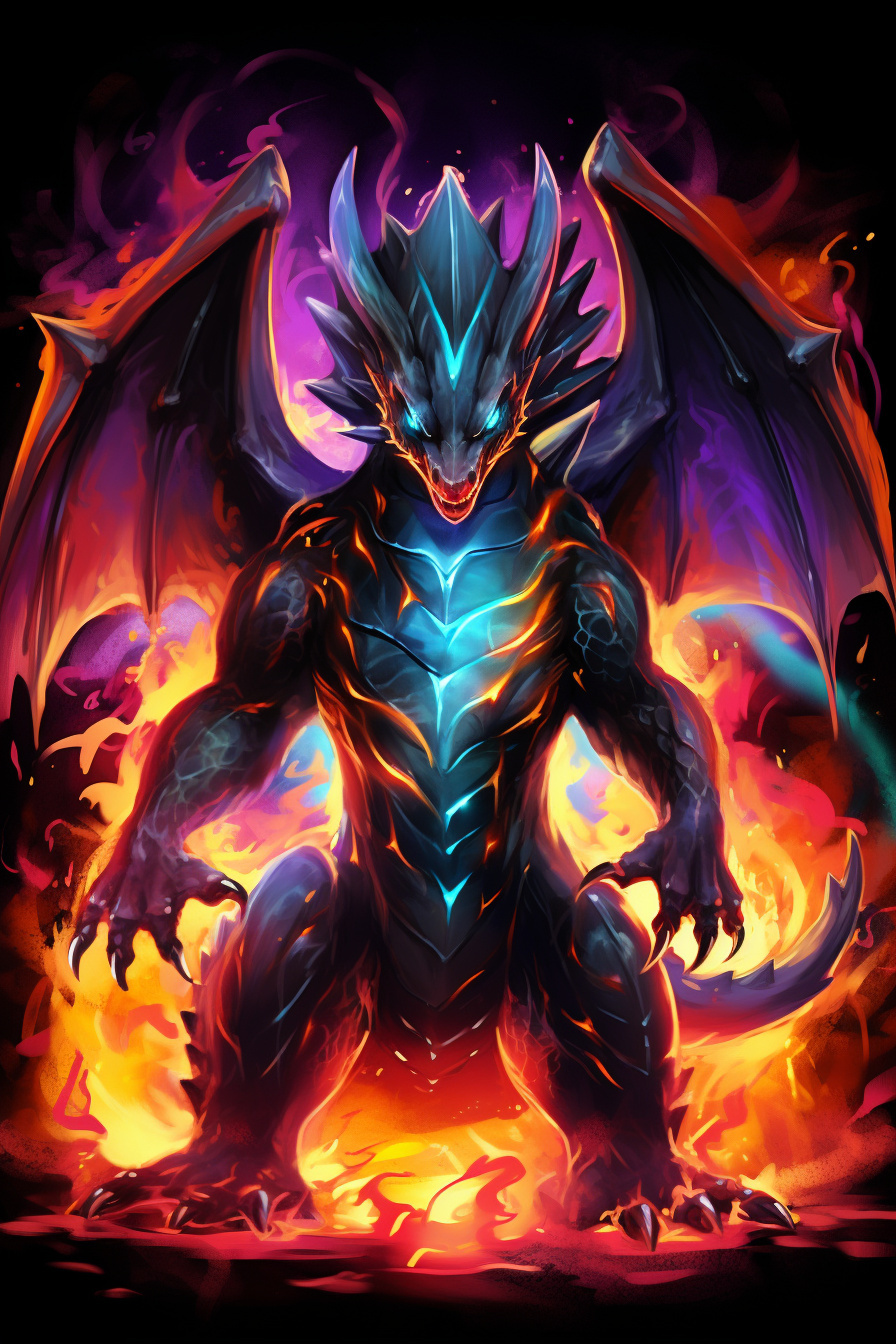 Fiery Charizard presence, Amber-eyed gaze, Winged figure, Sky blaze, Fiery Orange, HD Phone Image