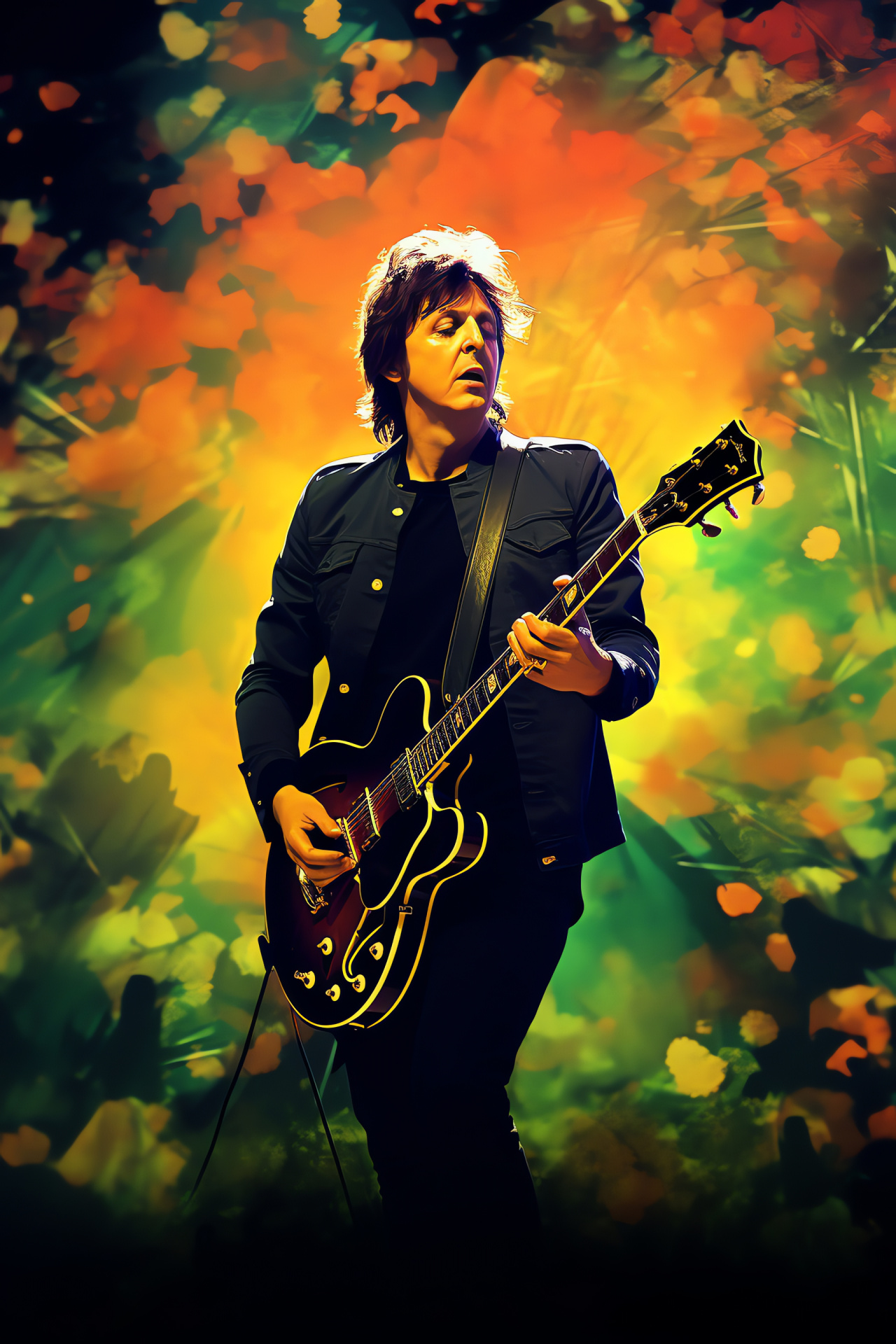 Sir Paul McCartney live, Concert performance, Music legend, Euphoric fans, Theatrical event, HD Phone Image