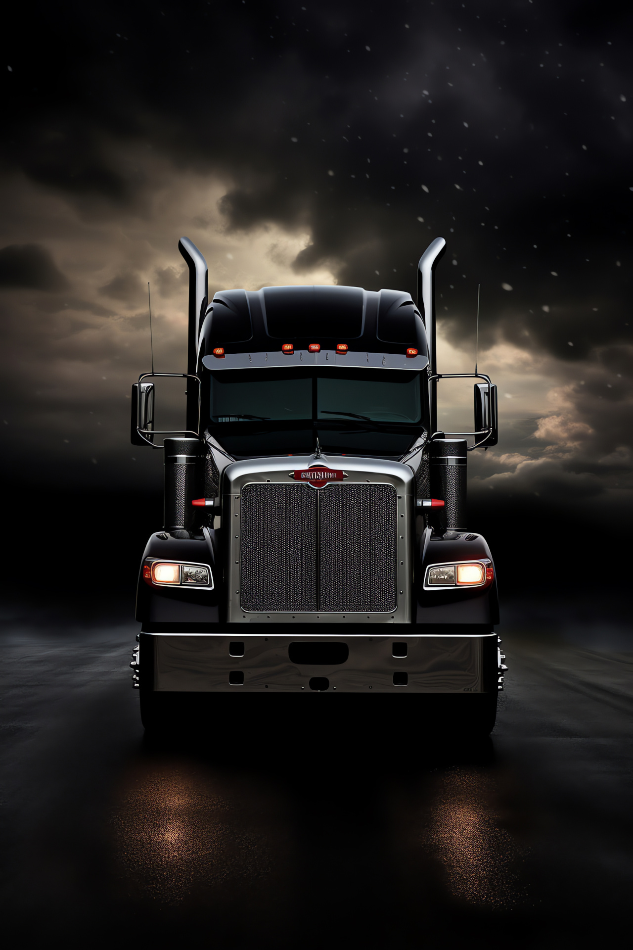 Peterbilt emblem, truck manufacturer logo, American automotive brand, dark seamless scene, iconic trademark, HD Phone Image