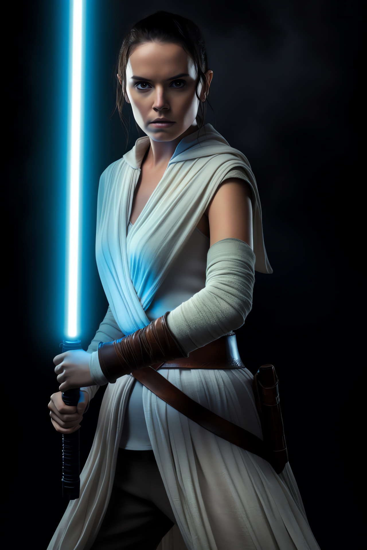 Rey Star Wars Saga, Enigmatic protagonist, Galactic adventures, Jedi abilities, Expressive features, HD Phone Wallpaper