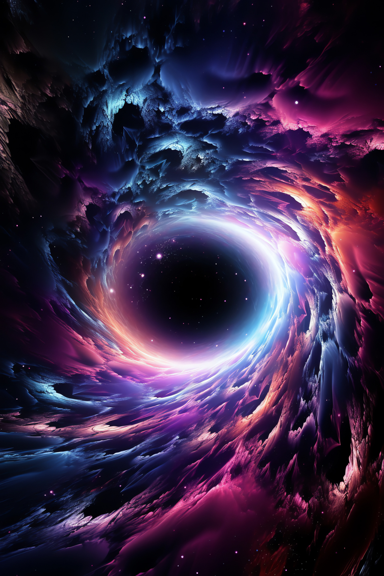 Interstellar anomaly, Panoramic space marvel, Galactic tunnel, Sapphire void, Purple dominance, HD Phone Wallpaper